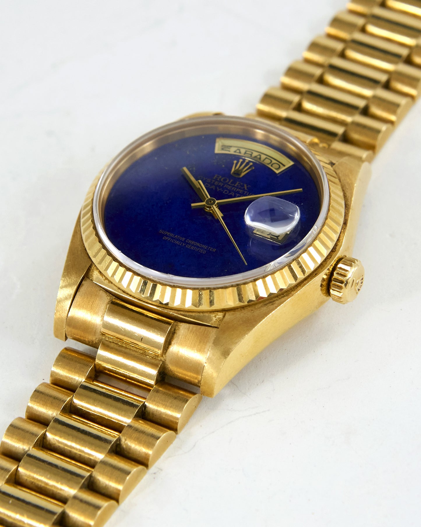 Rolex Day-Date Lapis Lazuli Dial in Yellow Gold with President Bracelet