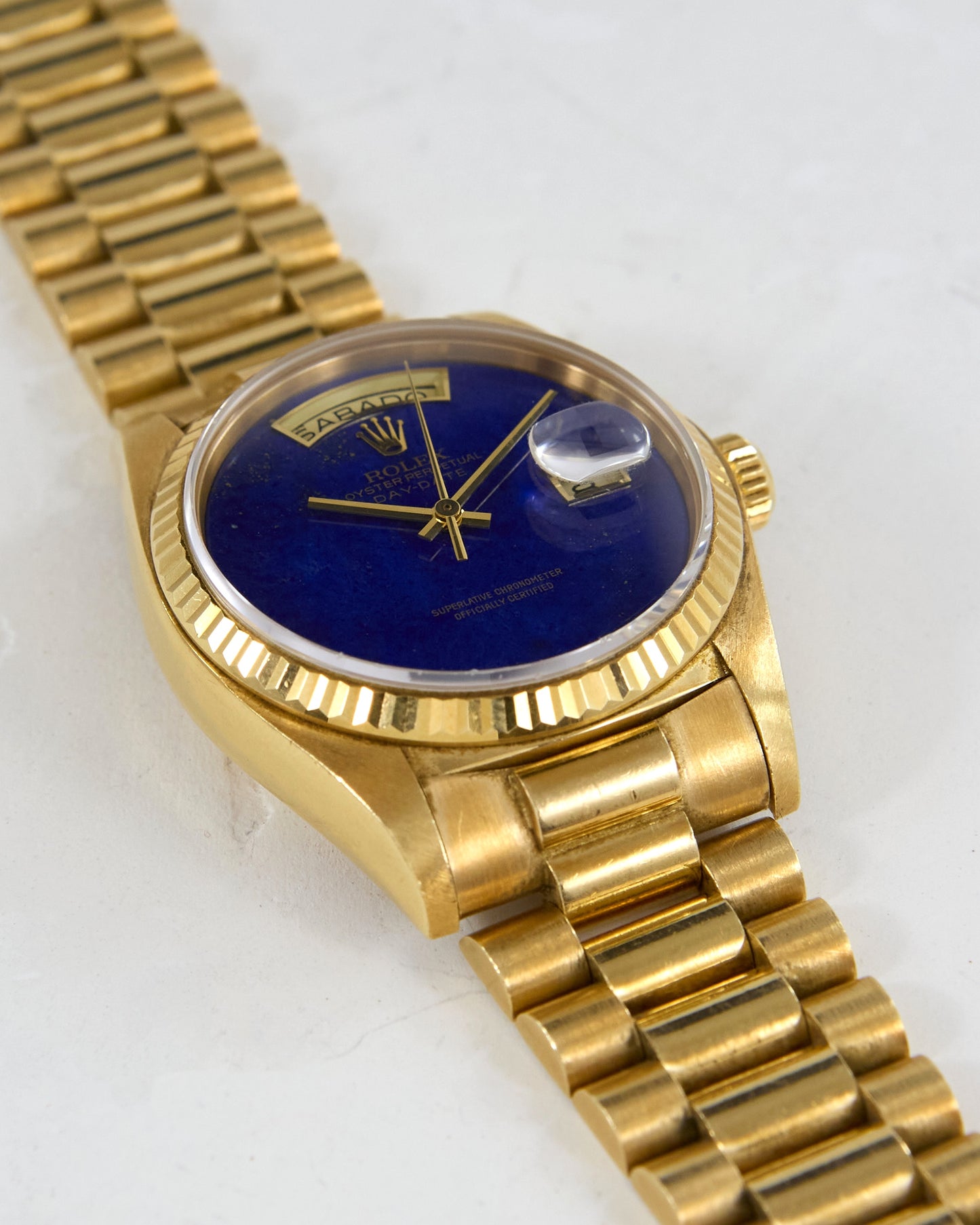 Rolex Day-Date Lapis Lazuli Dial in Yellow Gold with President Bracelet