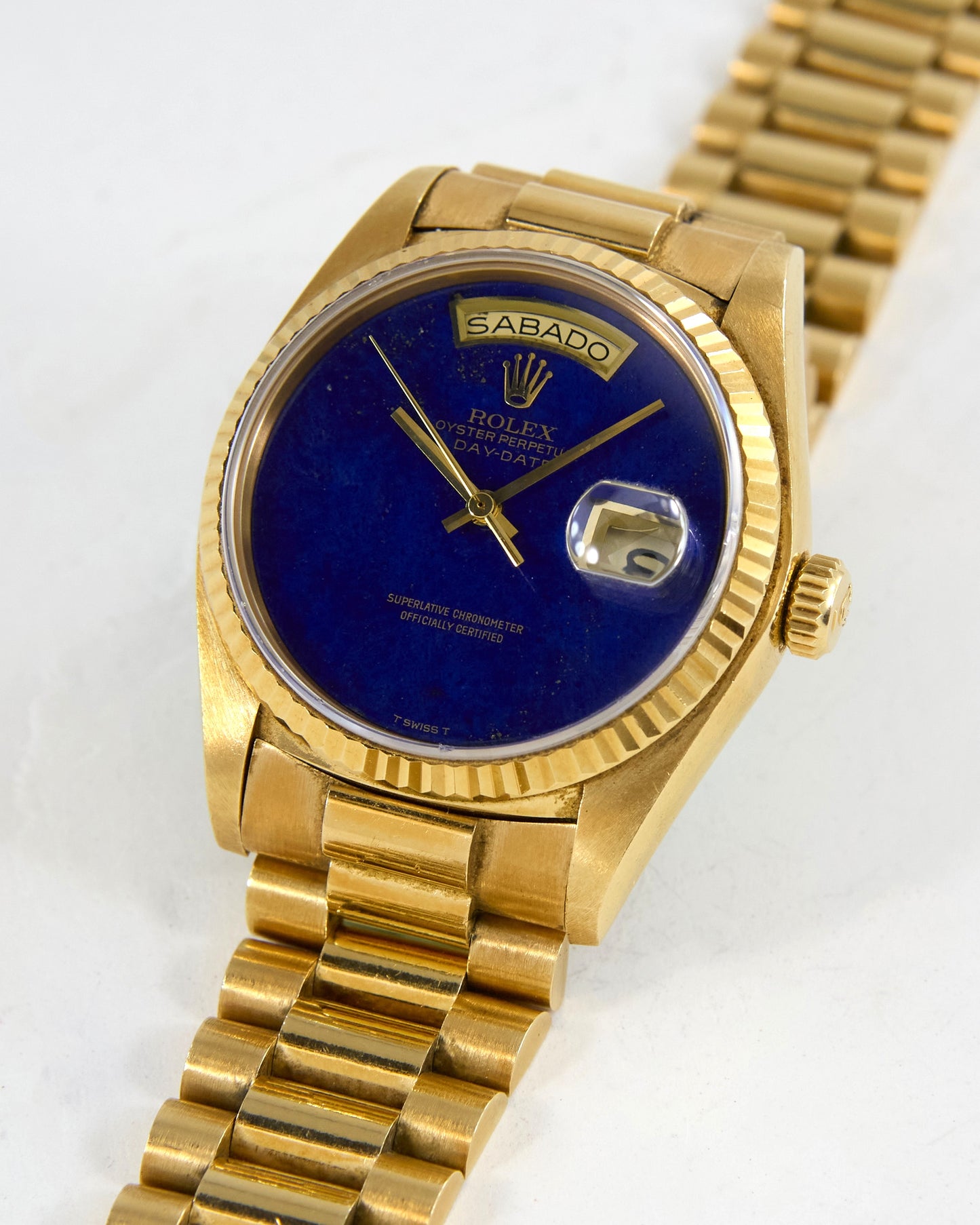 Rolex Day-Date Lapis Lazuli Dial in Yellow Gold with President Bracelet