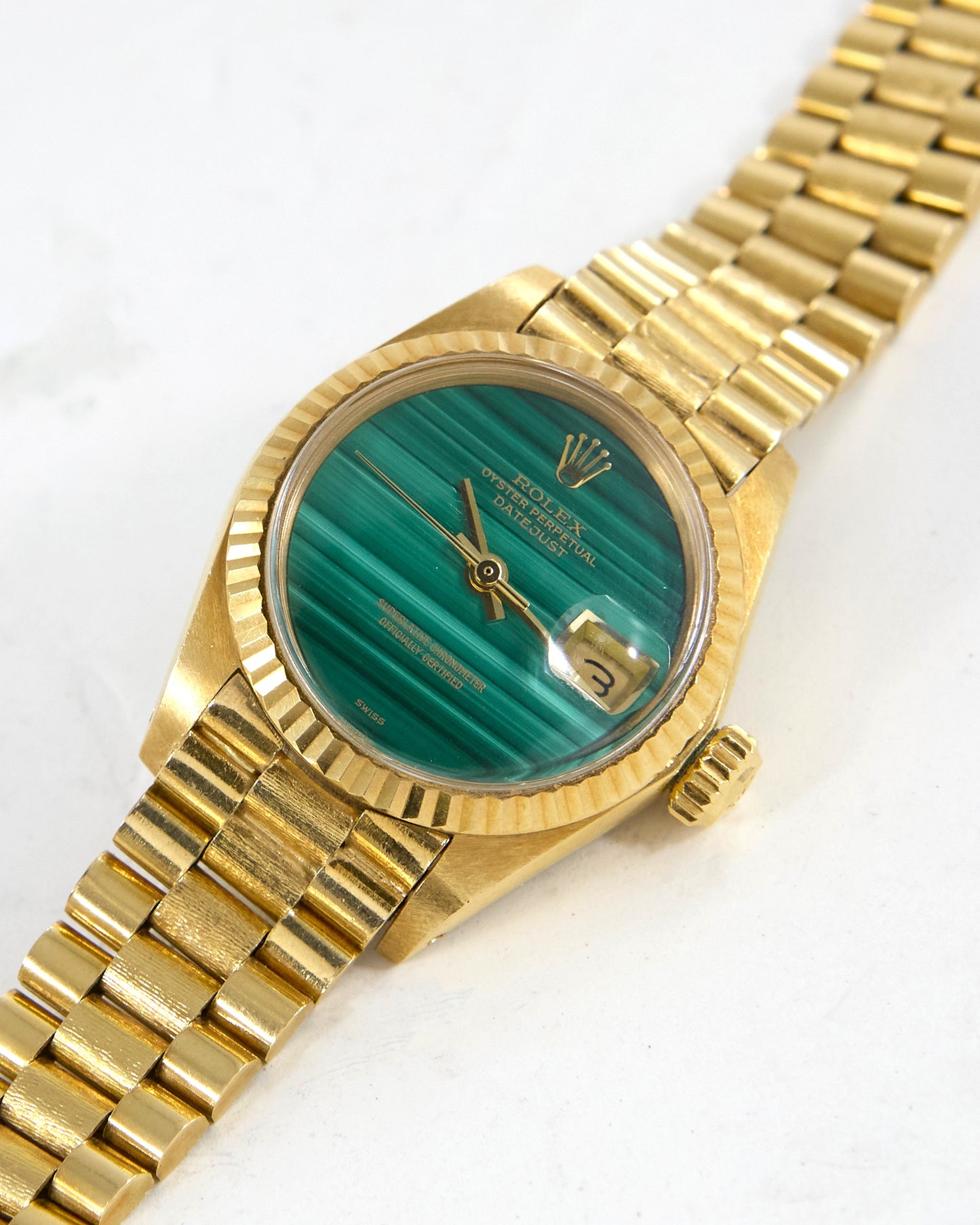 Rolex Ladies Datejust with Malachite Dial on President Bracelet