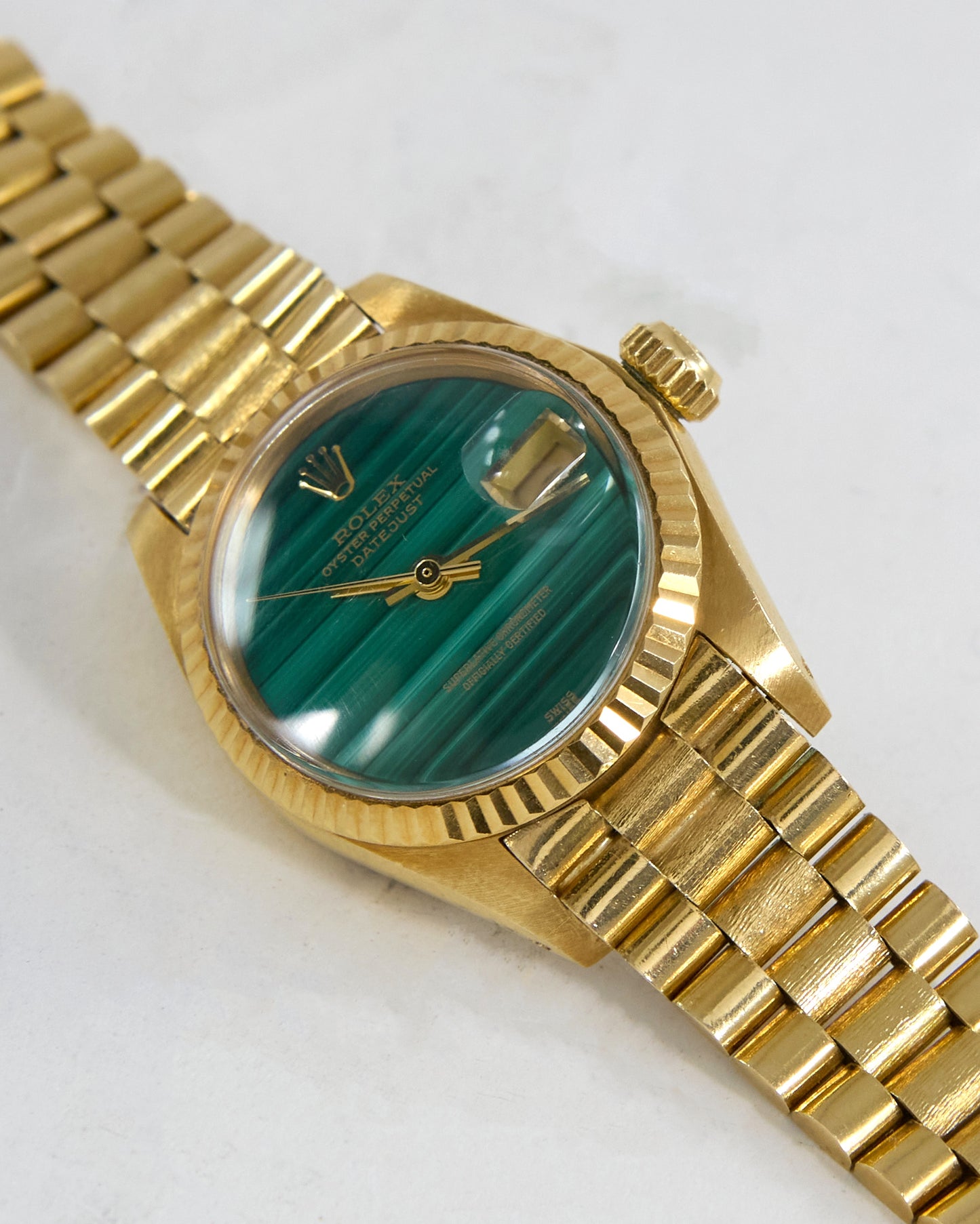 Rolex Ladies Datejust with Malachite Dial on President Bracelet