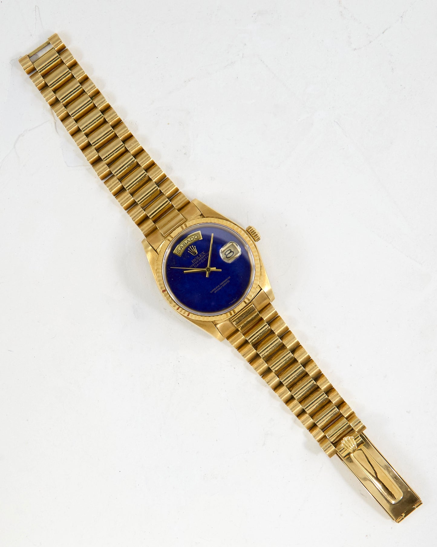 Rolex Day-Date Lapis Lazuli Dial in Yellow Gold with President Bracelet