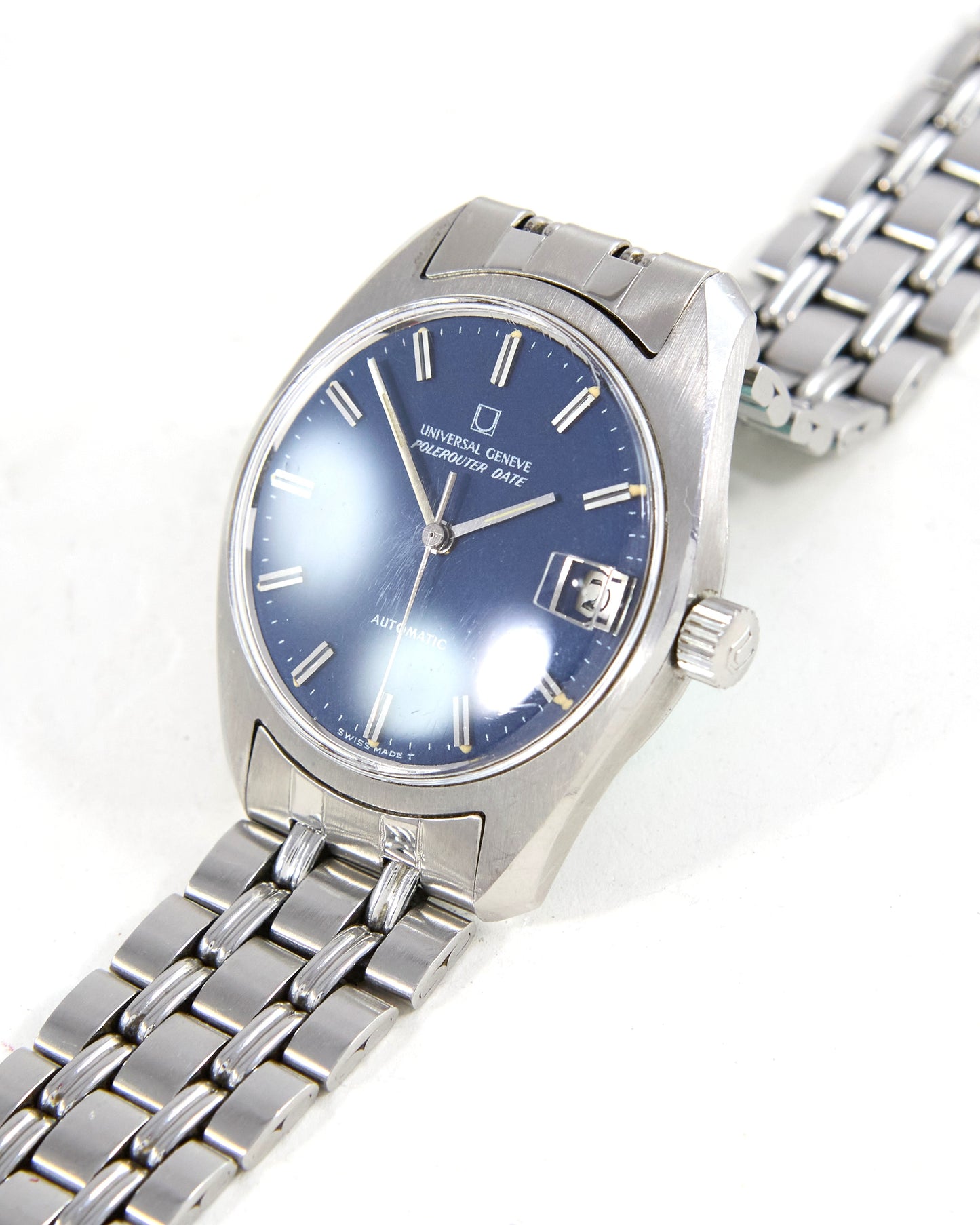 Universal Geneve Polerouter Automatic Blue Dial in Steel with Gay Freres Bracelet