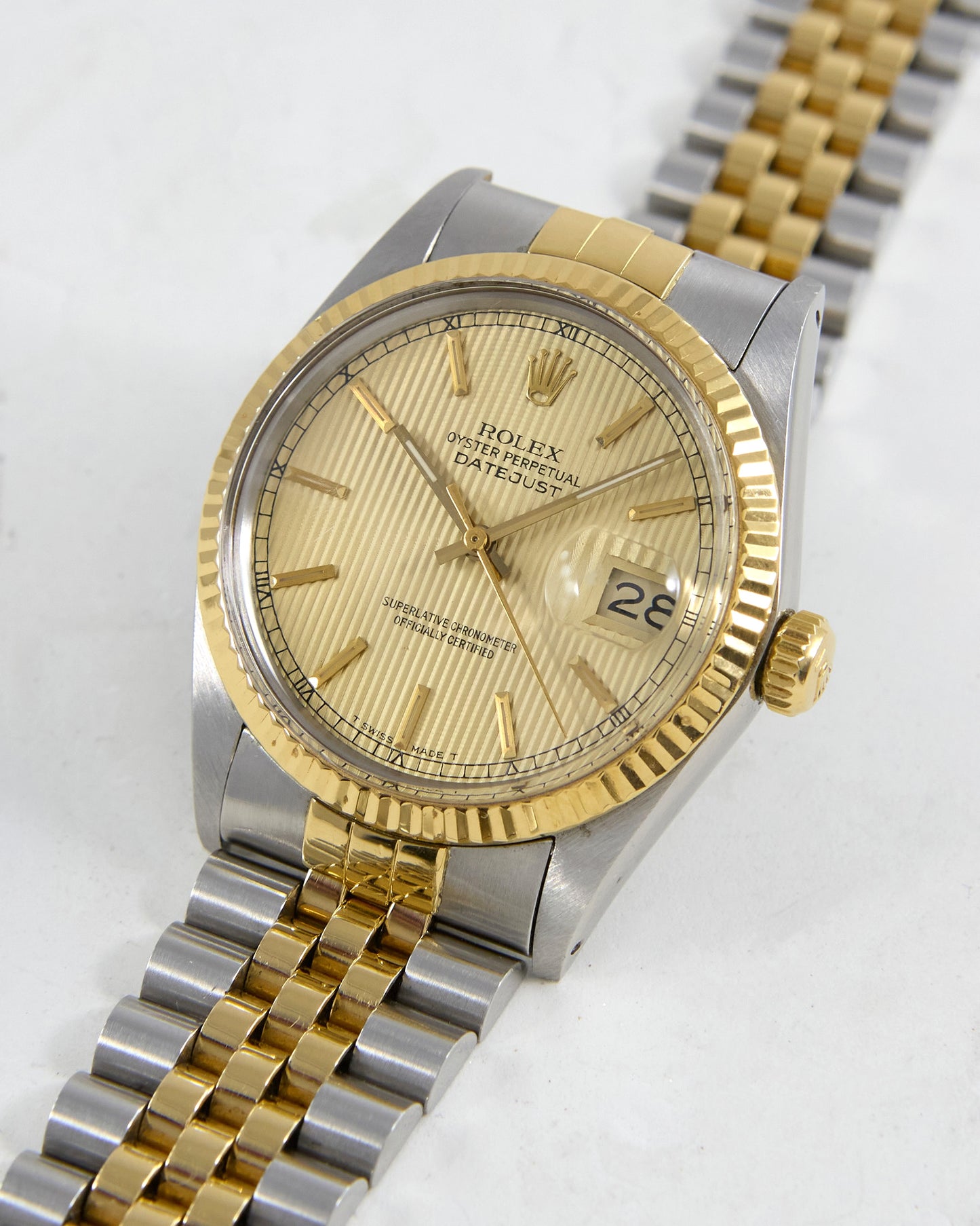 Rolex Datejust Champagne Tapestry Dial with Box & Papers