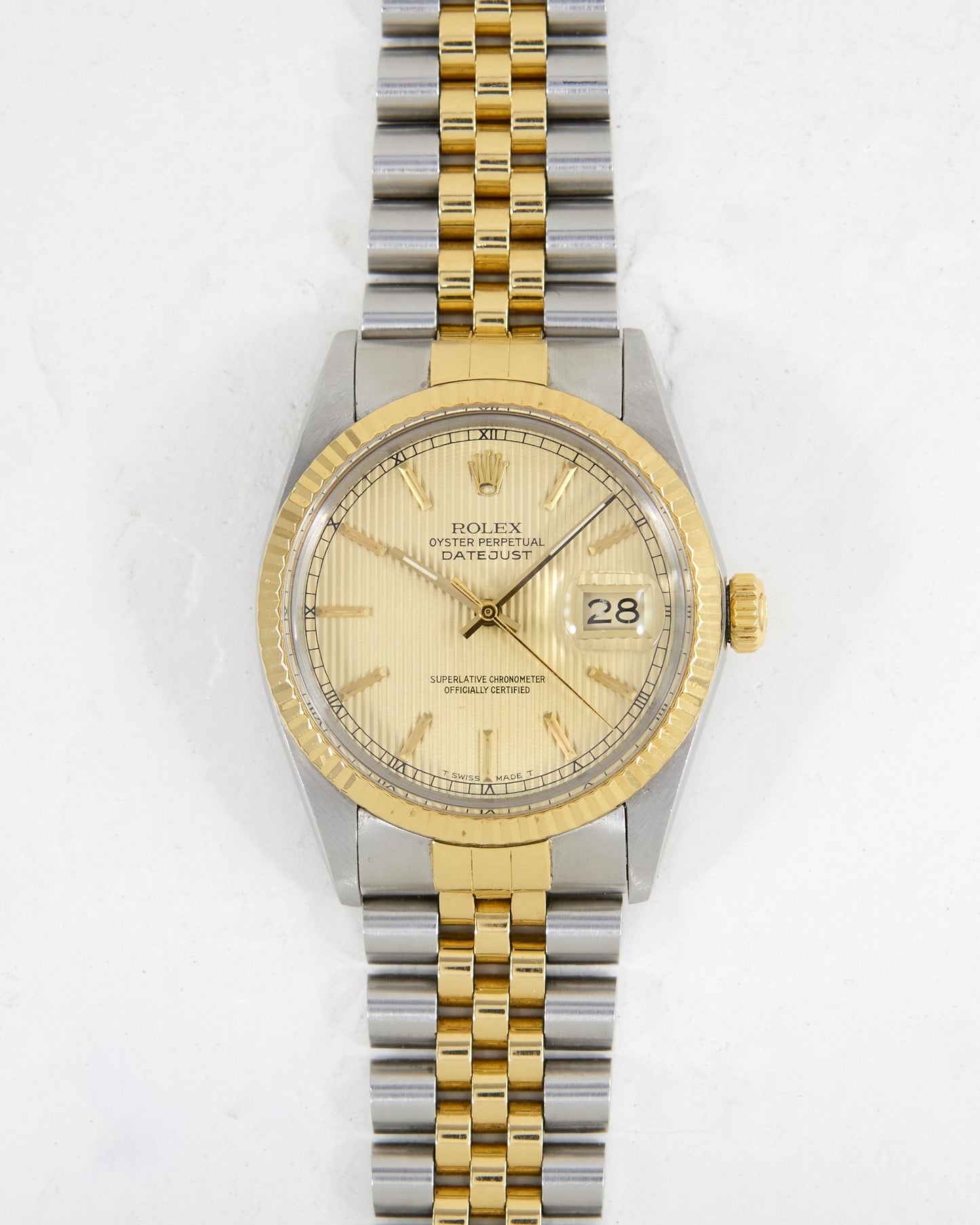Rolex Datejust Champagne Tapestry Dial with Box & Papers