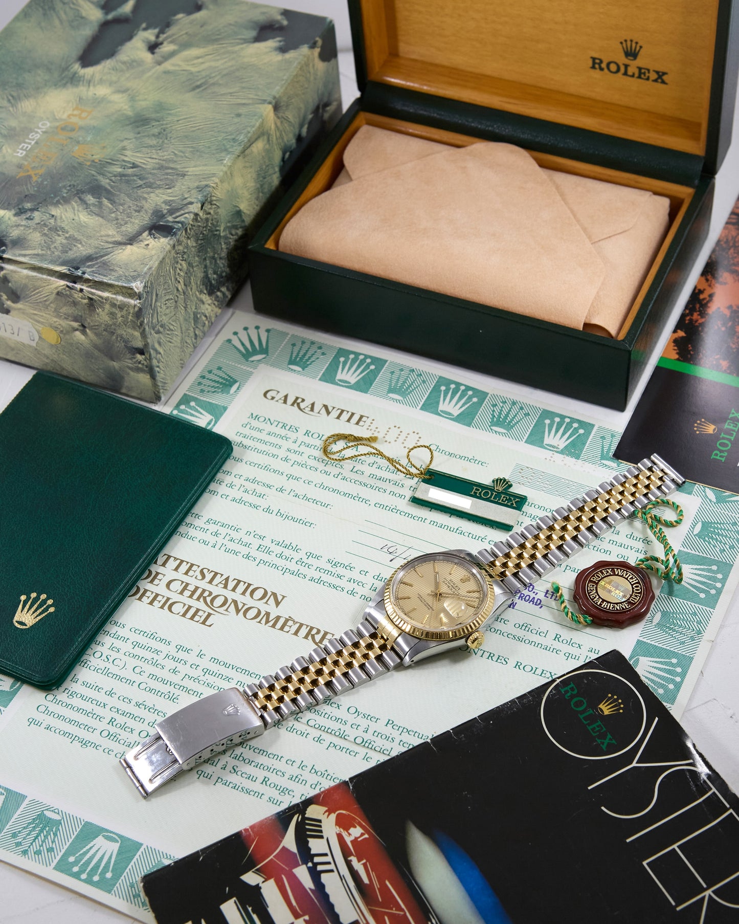 Rolex Datejust Champagne Tapestry Dial with Box & Papers
