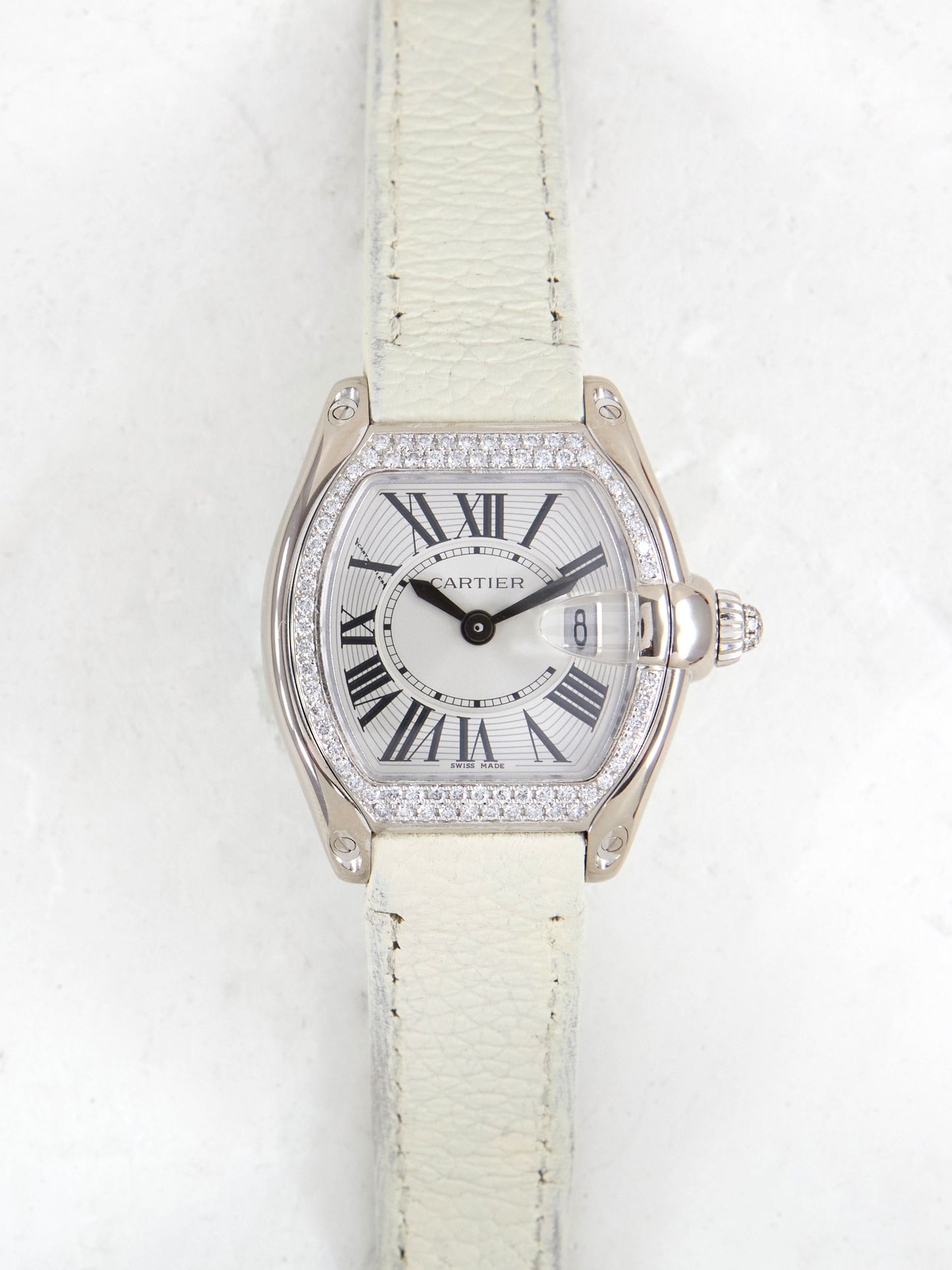 Cartier Roadster in White Gold with Diamonds and Box & Papers