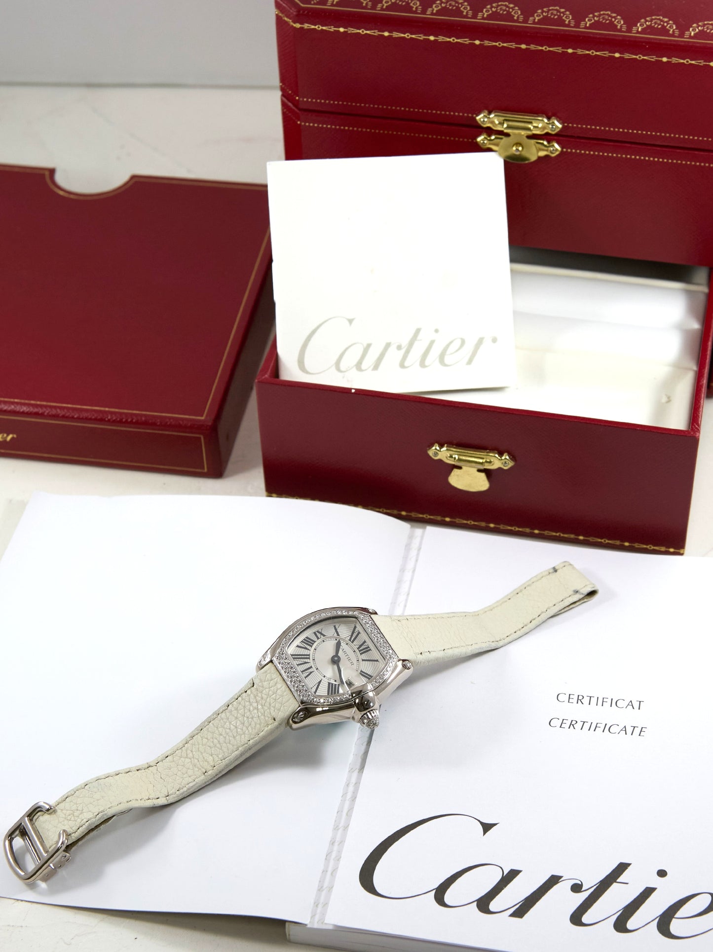 Cartier Roadster in White Gold with Diamonds and Box & Papers