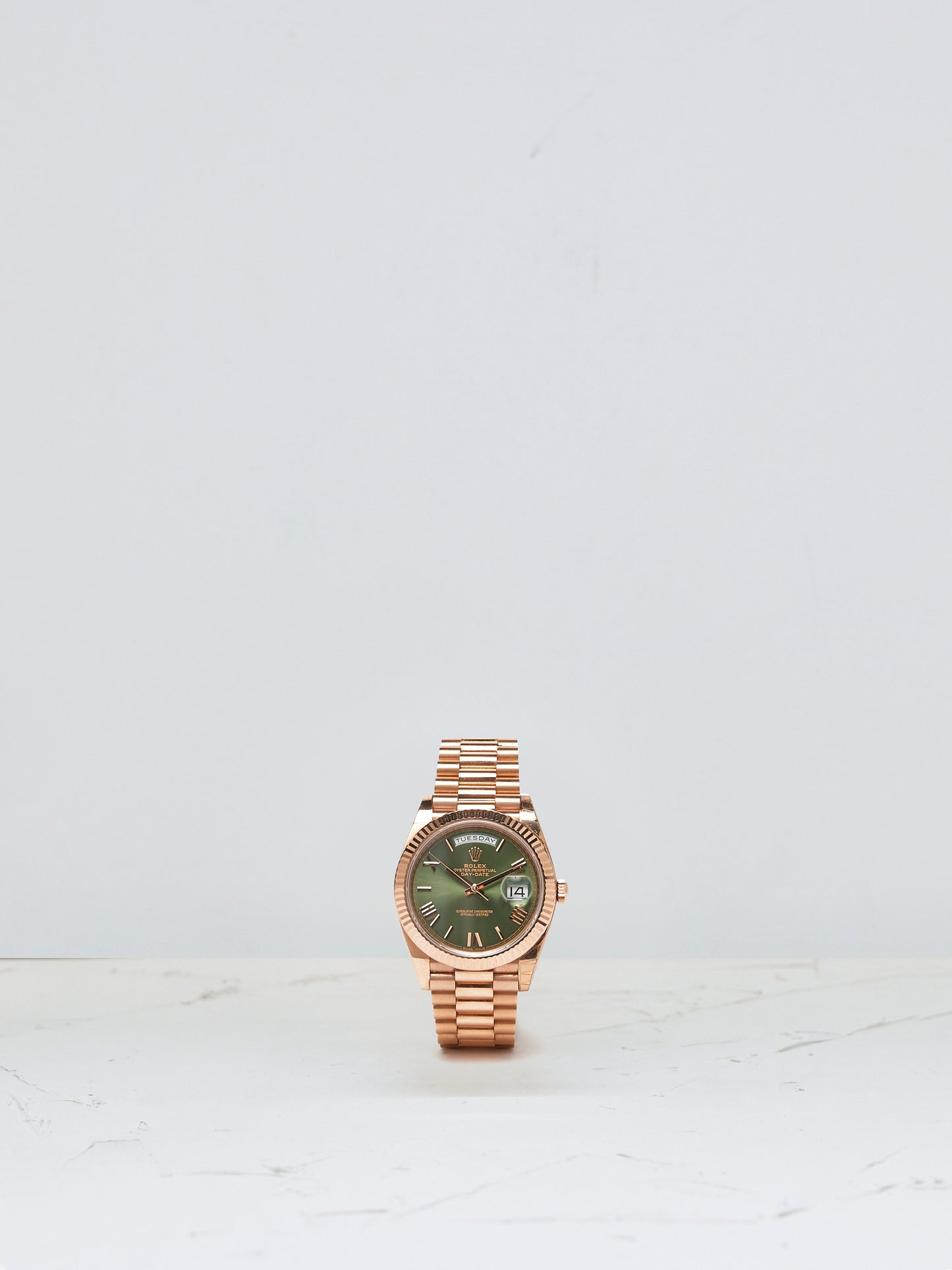 Rolex Day-Date II 228235 Anniversary Dial in Everose with Box & Papers