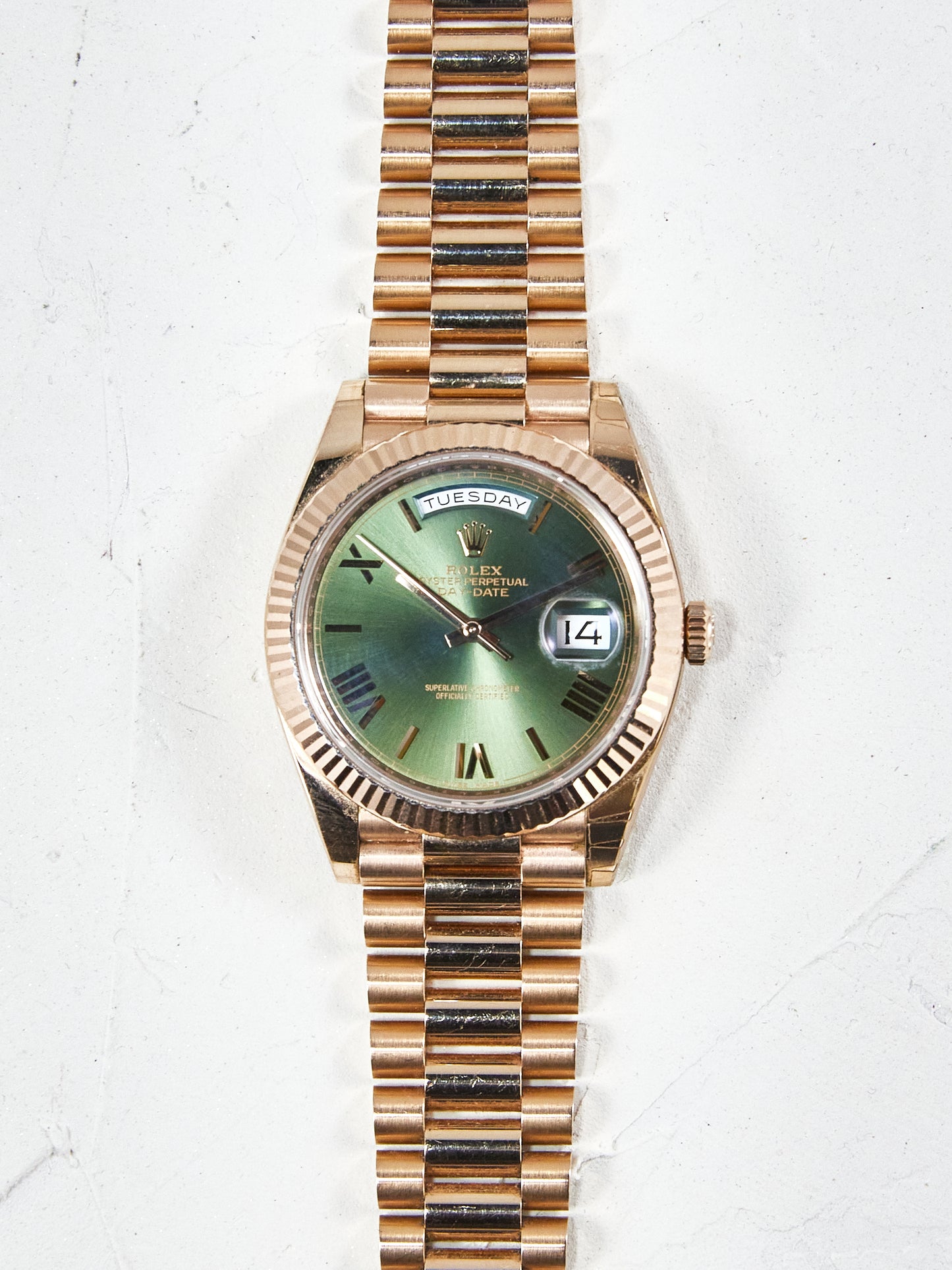 Rolex Day-Date II 228235 Anniversary Dial in Everose with Box & Papers