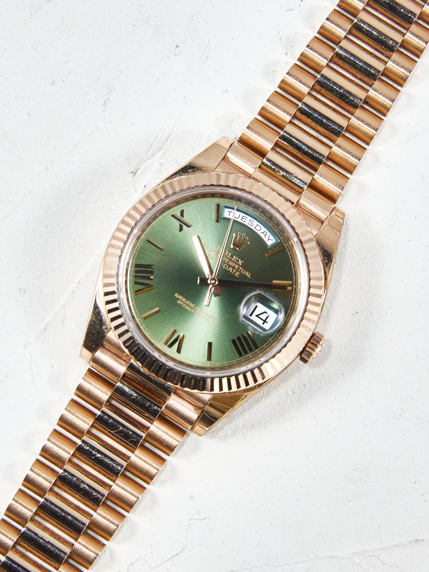 Rolex Day-Date II 228235 Anniversary Dial in Everose with Box & Papers