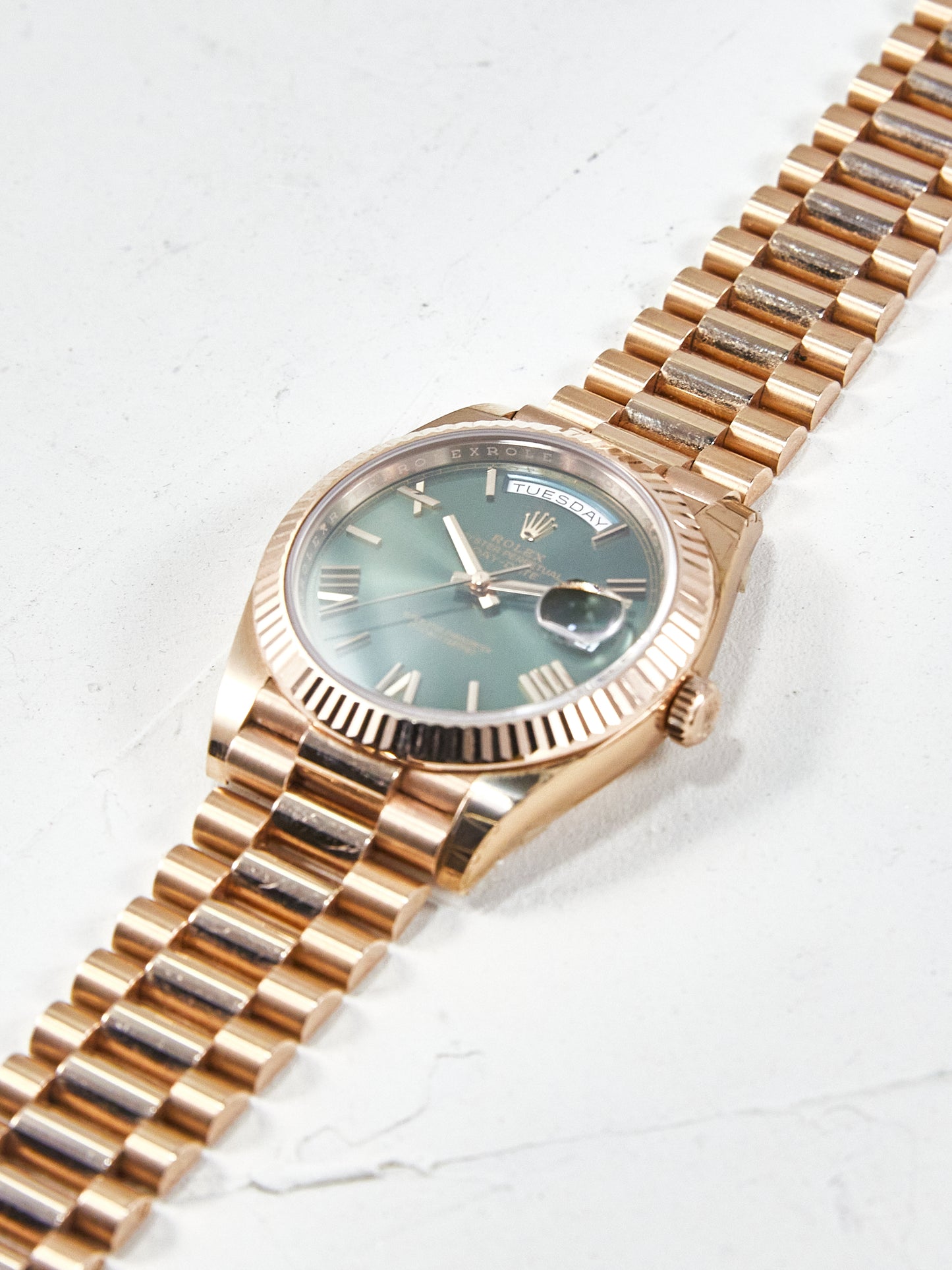 Rolex Day-Date II 228235 Anniversary Dial in Everose with Box & Papers