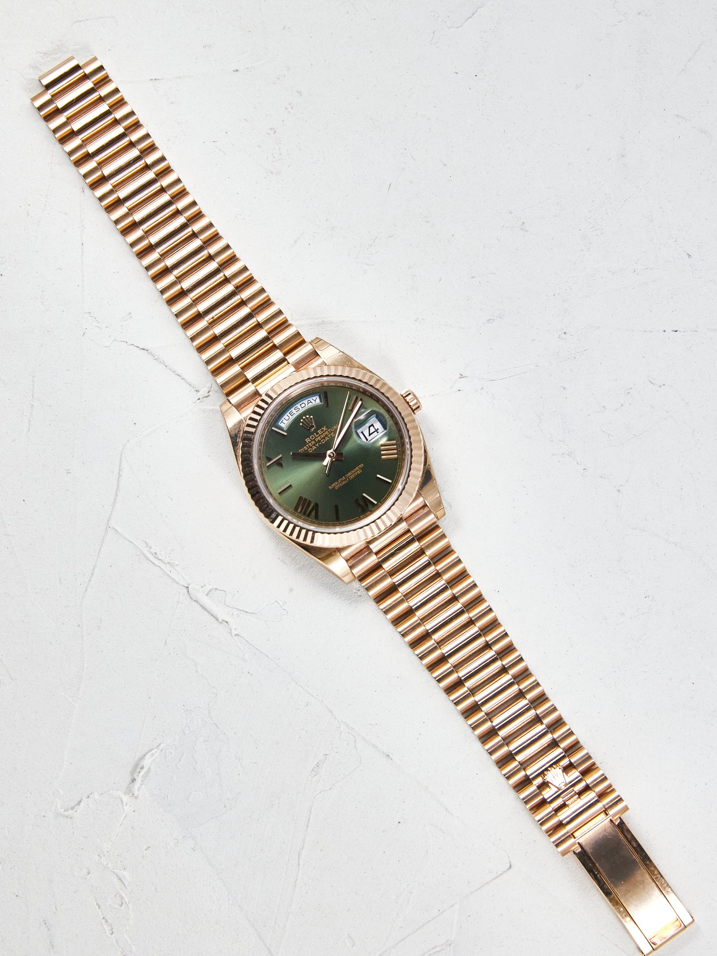 Rolex Day-Date II 228235 Anniversary Dial in Everose with Box & Papers