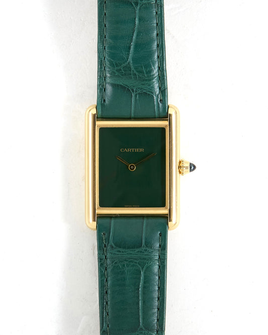 Cartier Tank Louis Green Dial in Yellow Gold with Box & Papers