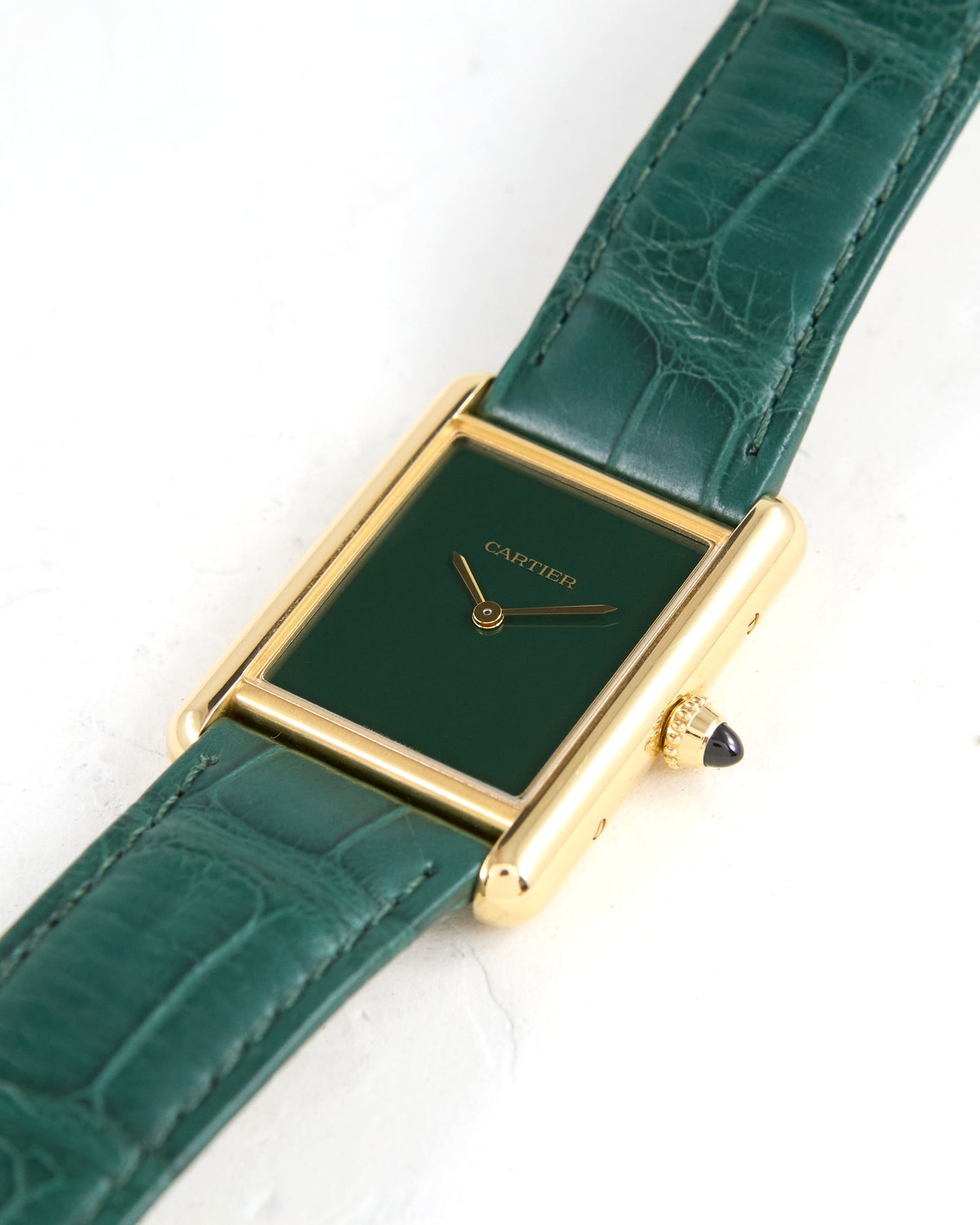 Cartier Tank Louis Green Dial in Yellow Gold with Box & Papers