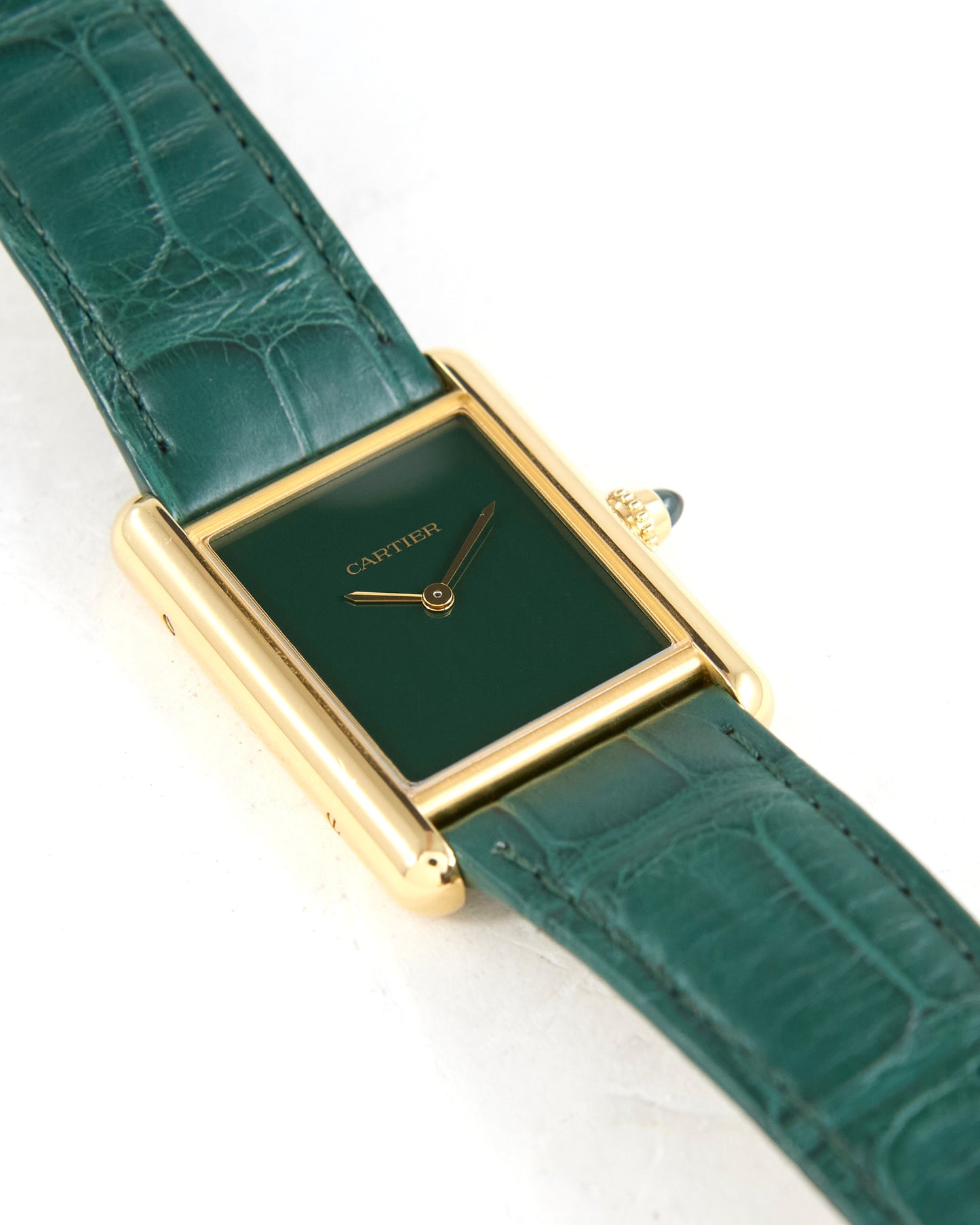 Cartier Tank Louis Green Dial in Yellow Gold with Box & Papers