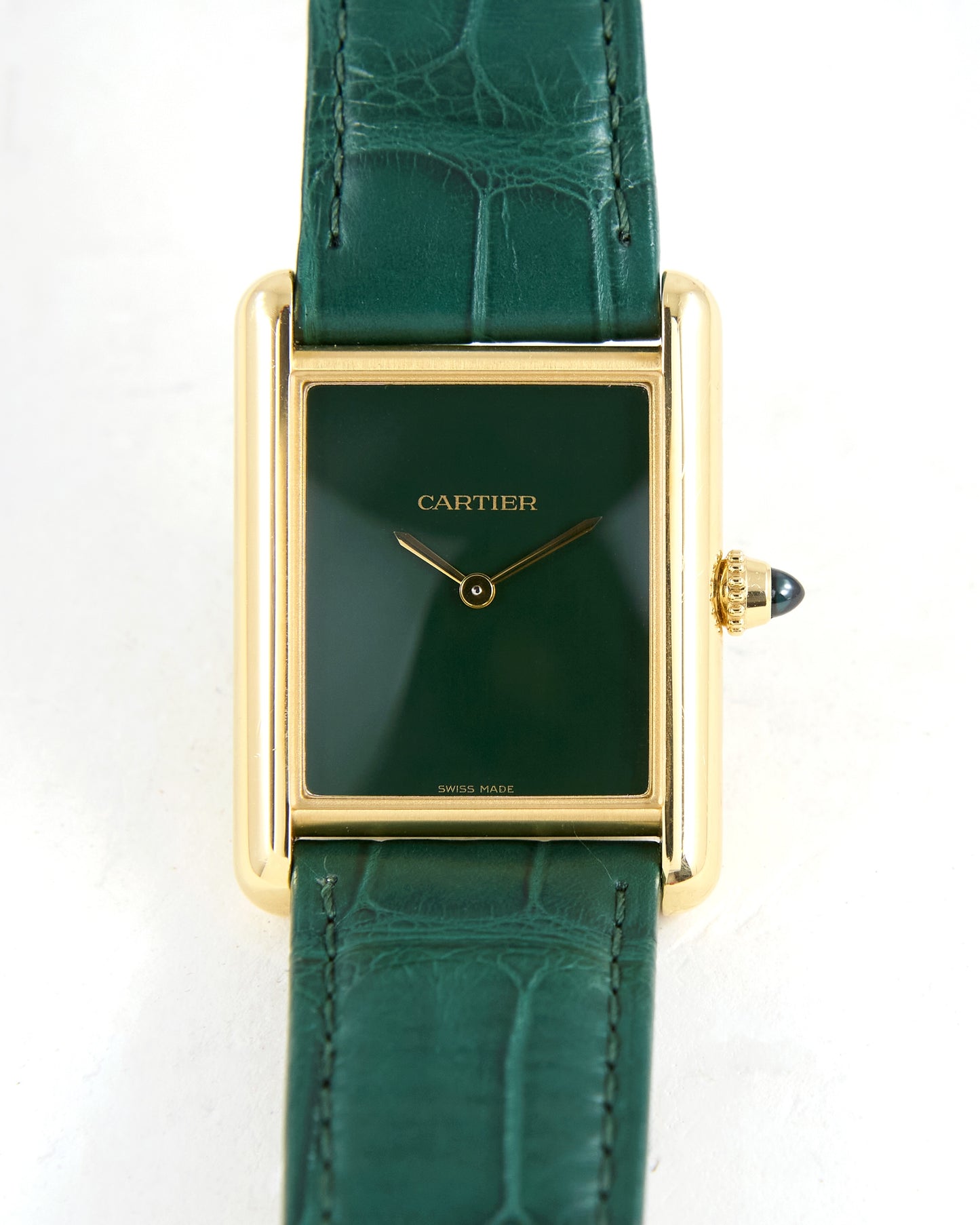Cartier Tank Louis Green Dial in Yellow Gold with Box & Papers