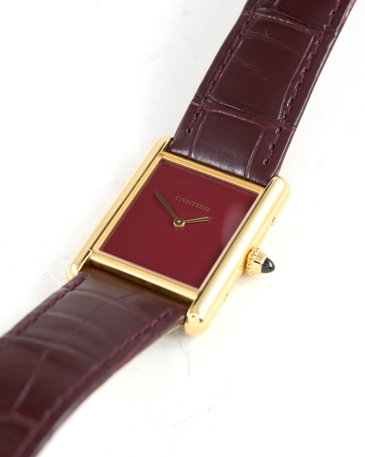 Cartier Tank Louis Burgundy Dial in Yellow Gold with Box & Papers