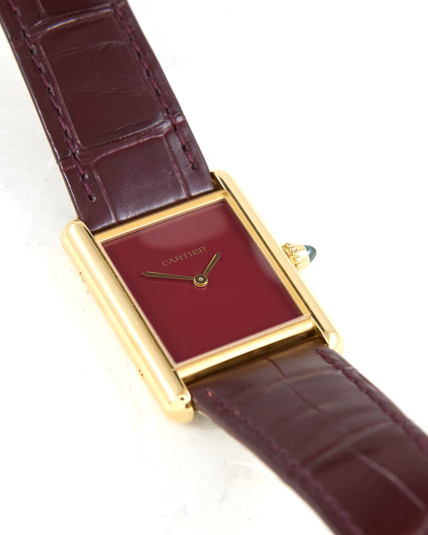 Cartier Tank Louis Burgundy Dial in Yellow Gold with Box & Papers