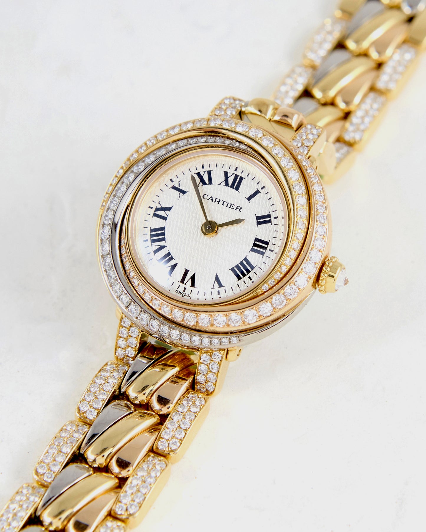 Cartier Trinity "Tri-Gold" with Factory Diamond Case and Bracelet