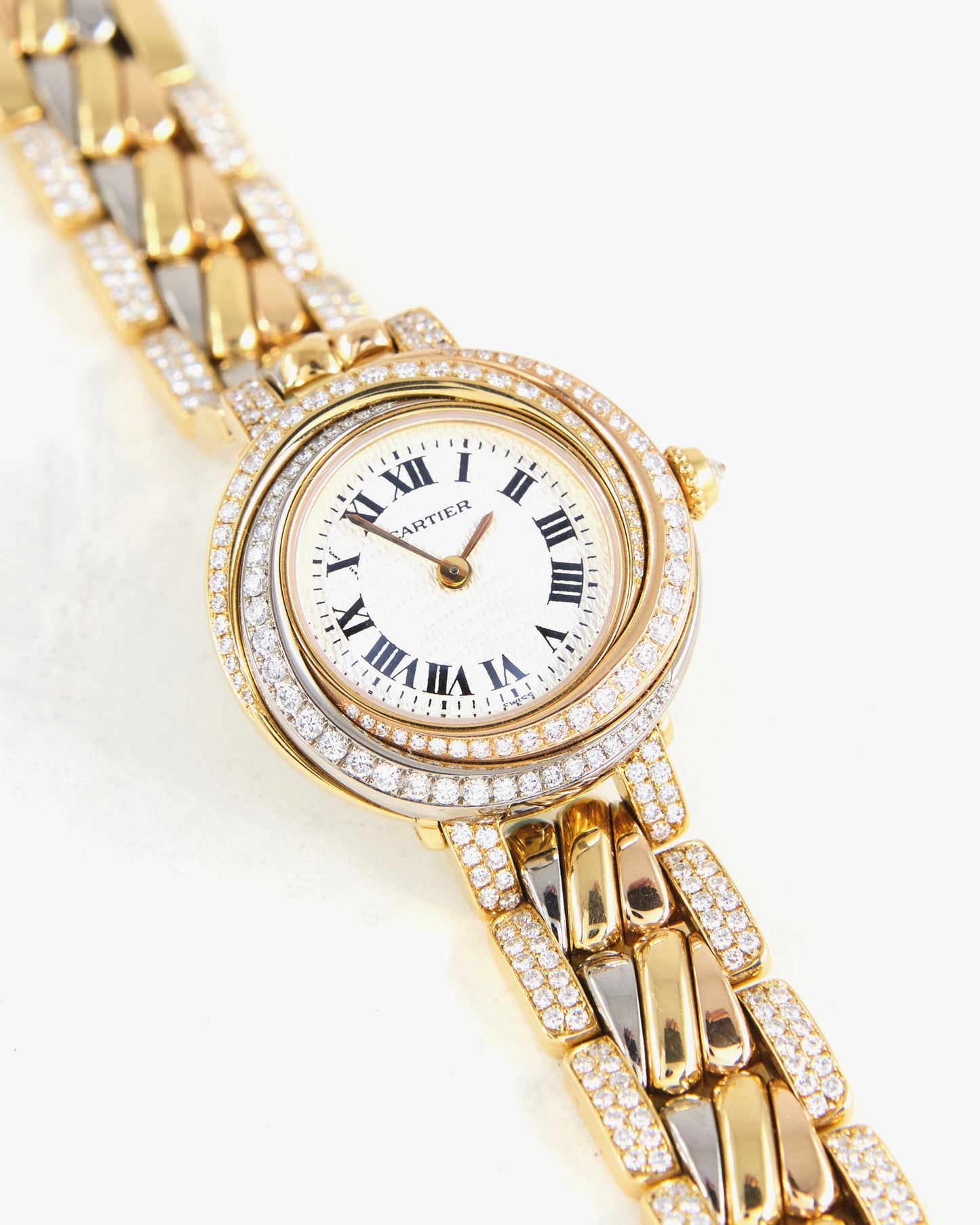 Cartier Trinity "Tri-Gold" with Factory Diamond Case and Bracelet
