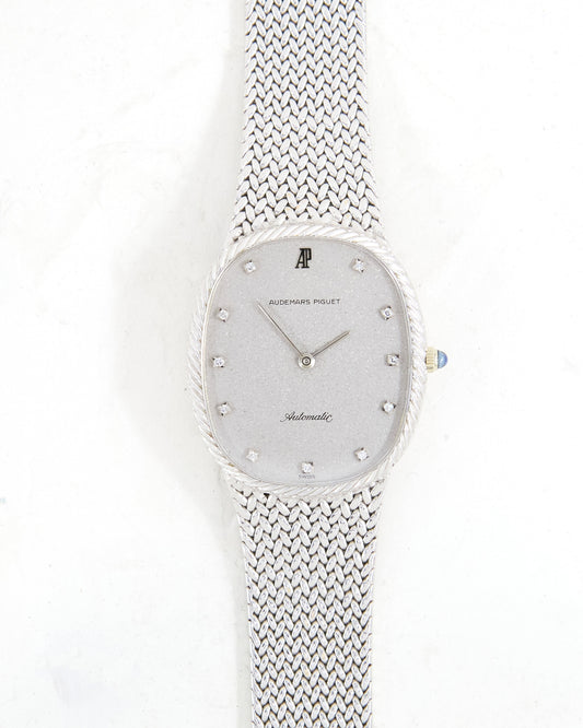 Audemars Piguet Ellipse Jumbo in White Gold with Silver Diamond Dial