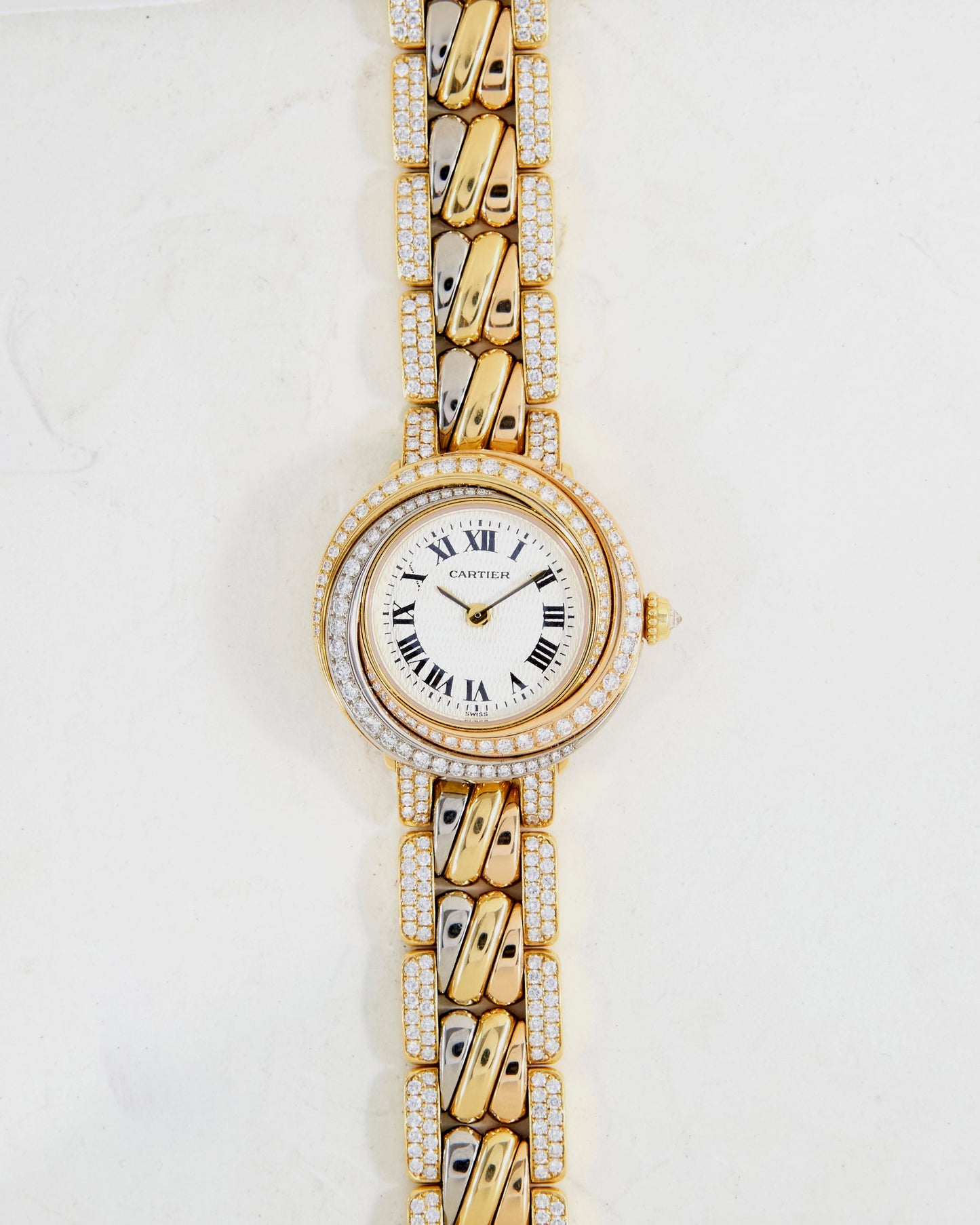 Cartier Trinity "Tri-Gold" with Factory Diamond Case and Bracelet