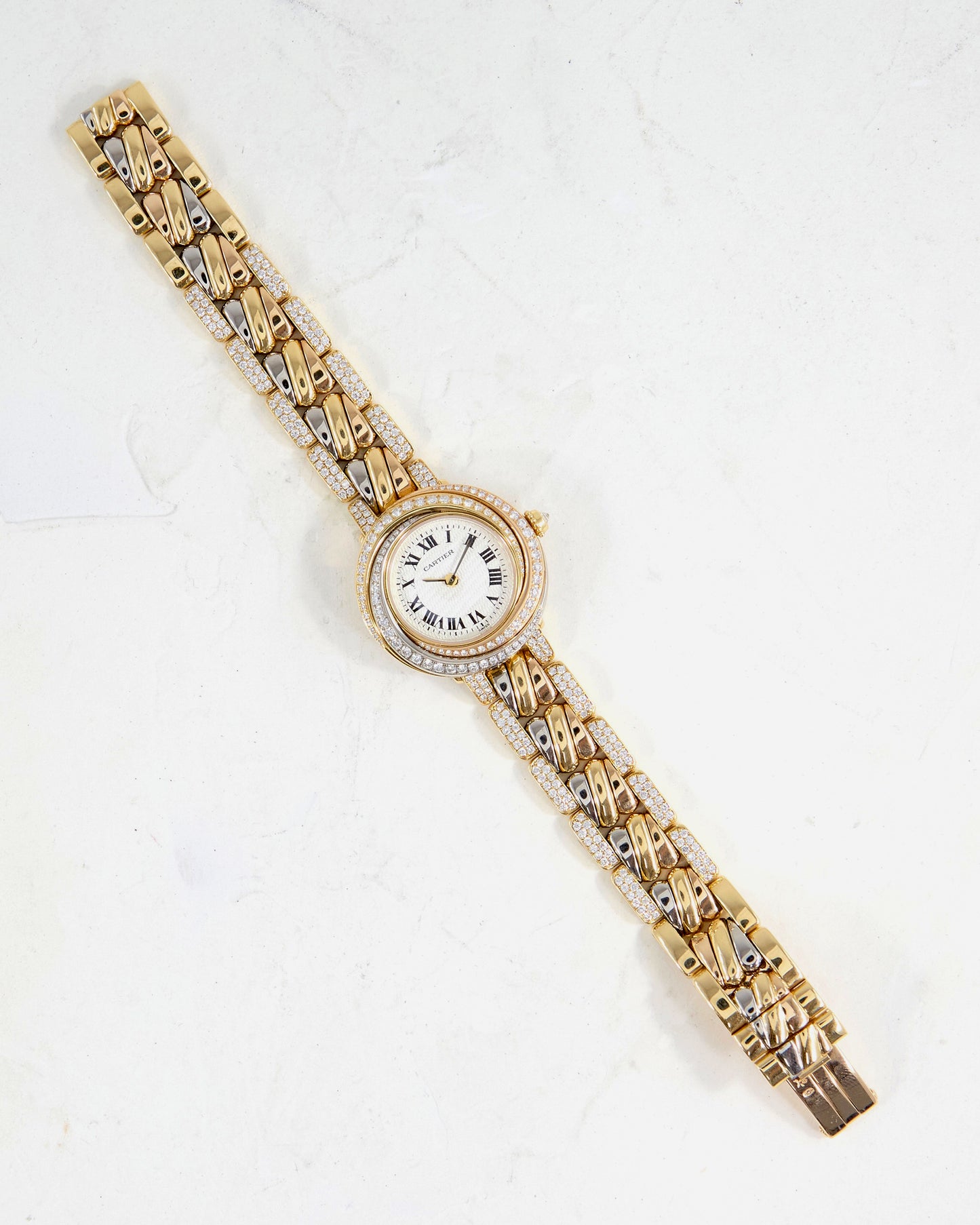 Cartier Trinity "Tri-Gold" with Factory Diamond Case and Bracelet