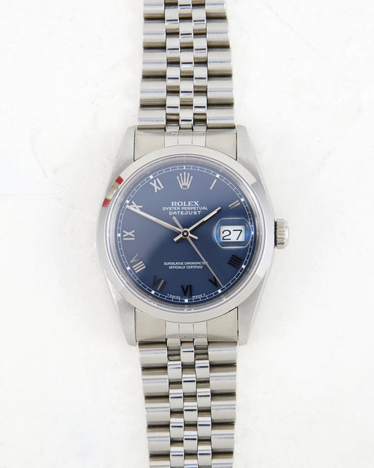 Rolex Datejust Matte Blue Dial with Smooth Bezel on Jubilee Bracelet