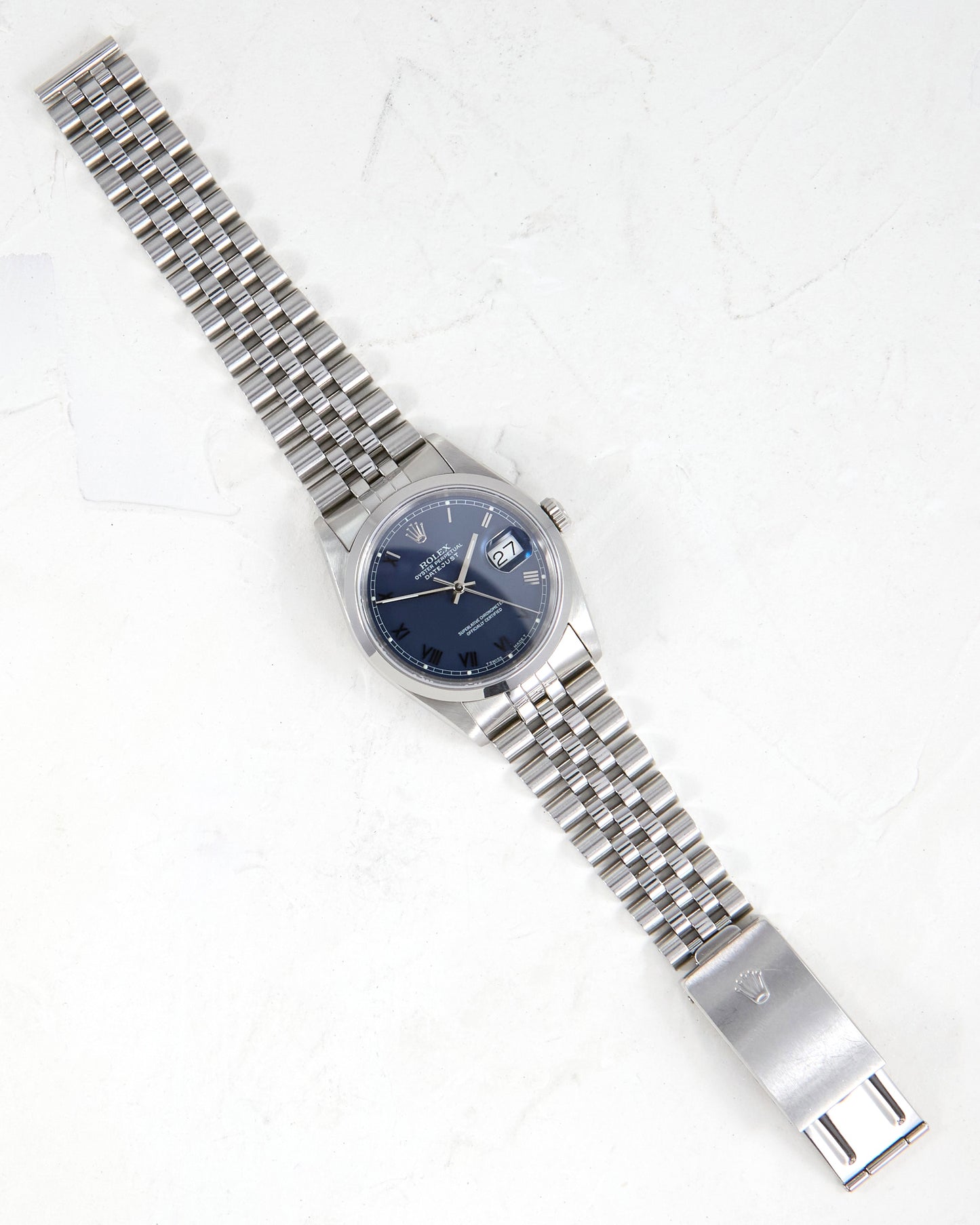 Rolex Datejust Matte Blue Dial with Smooth Bezel on Jubilee Bracelet
