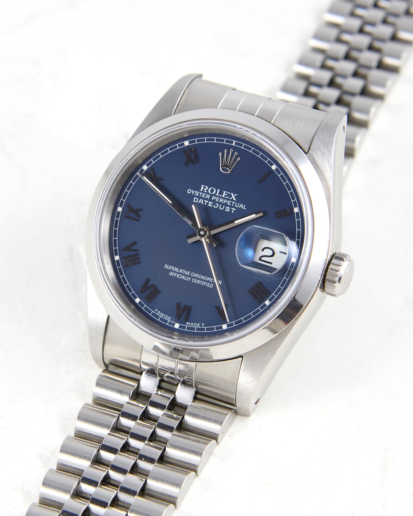 Rolex Datejust Matte Blue Dial with Smooth Bezel on Jubilee Bracelet