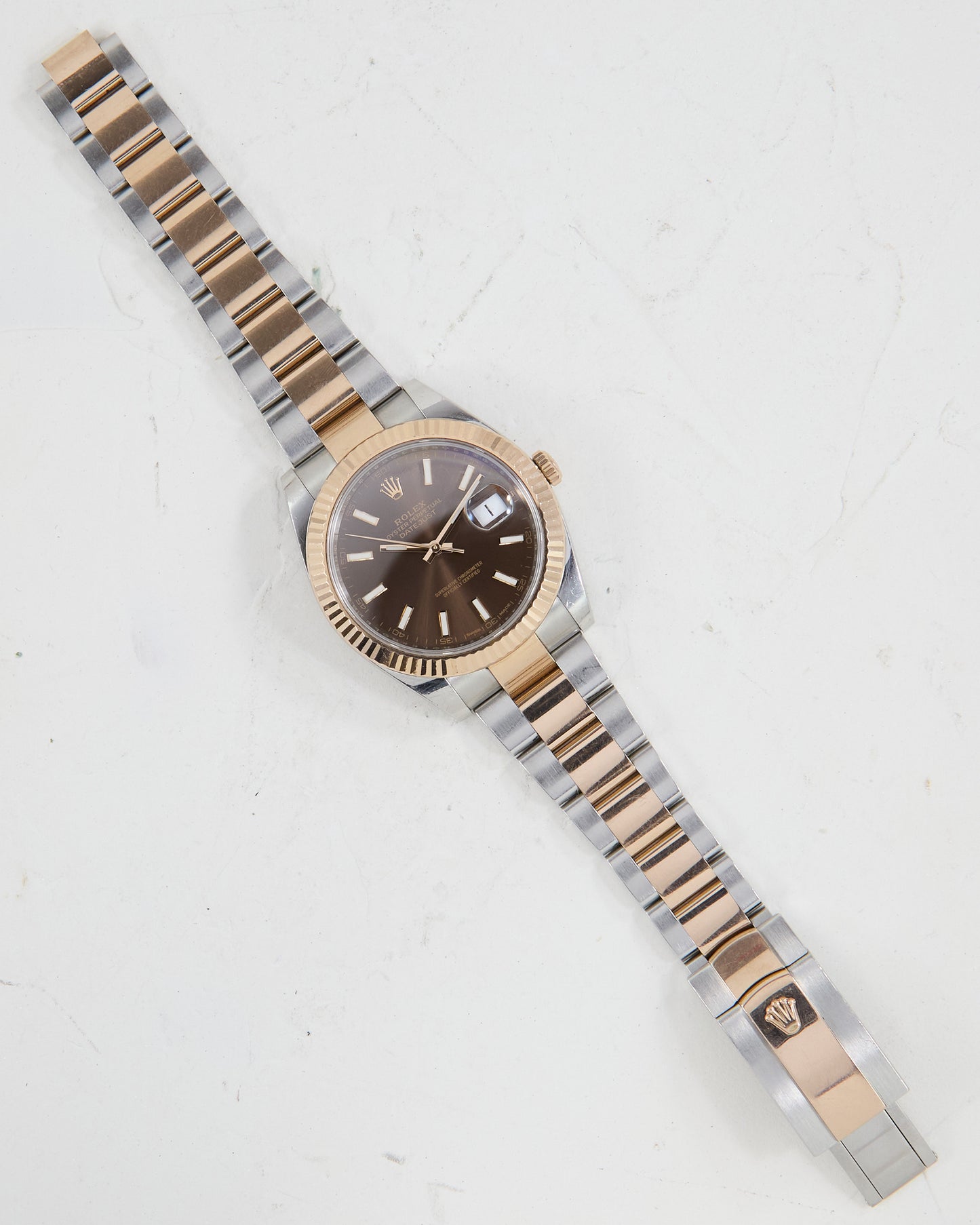 ROLEX DATEJUST 41 CHOCOLATE IN STEEL & ROSE GOLD