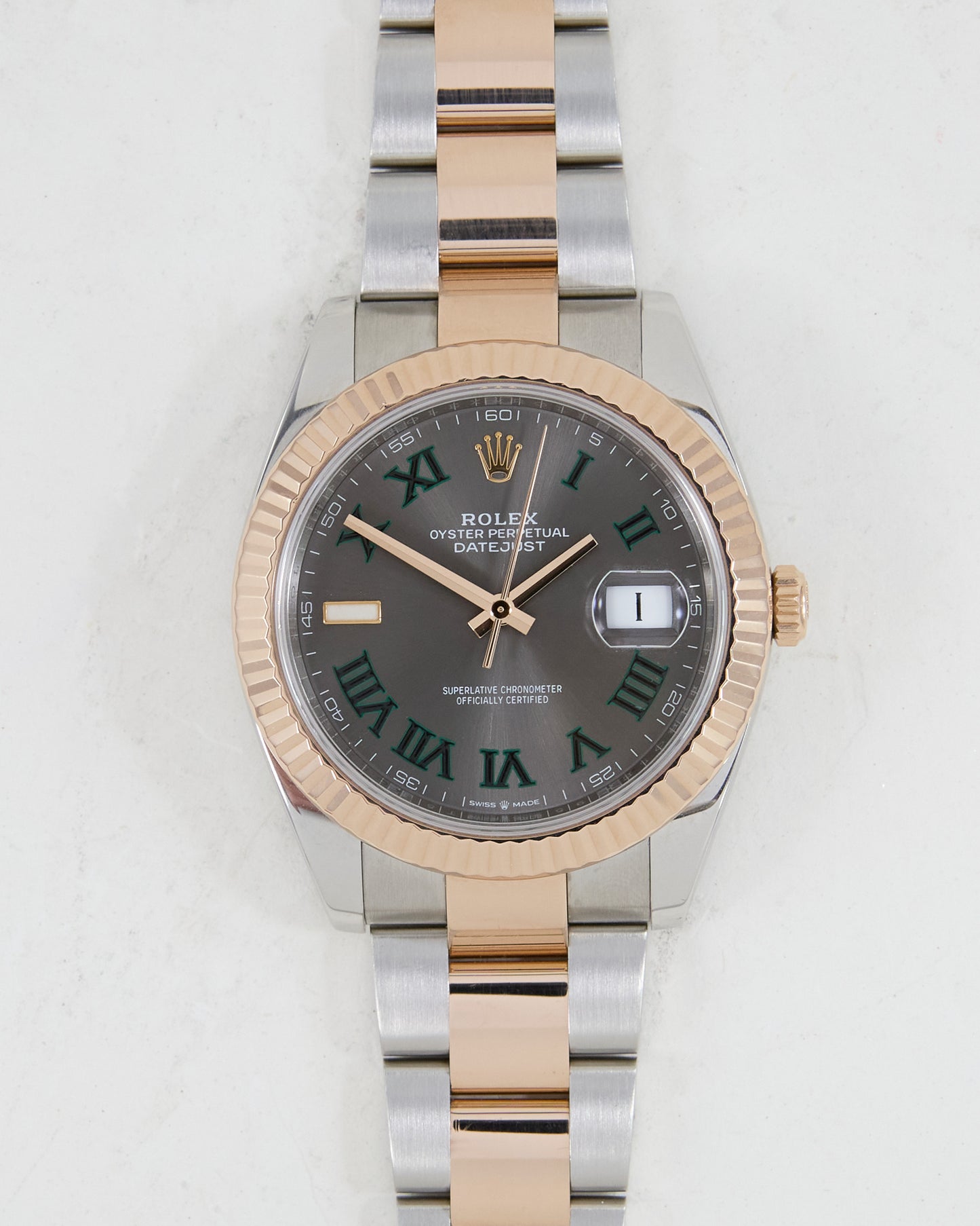 ROLEX DATEJUST 41 WIMBLEDON IN STEEL & ROSE GOLD