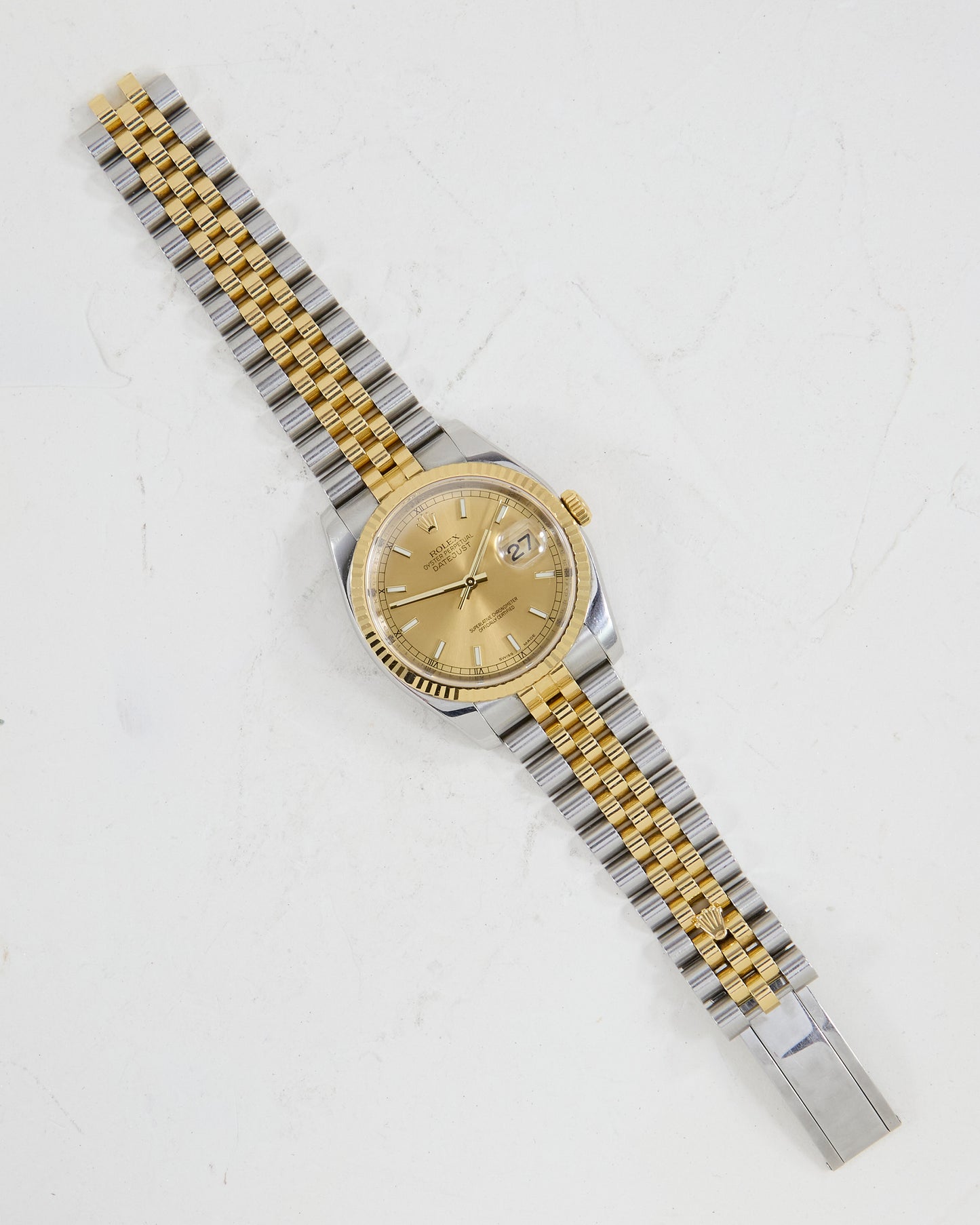 ROLEX DATEJUST IN STEEL & GOLD WITH HIDDEN CLASP JUBILEE BRACELET