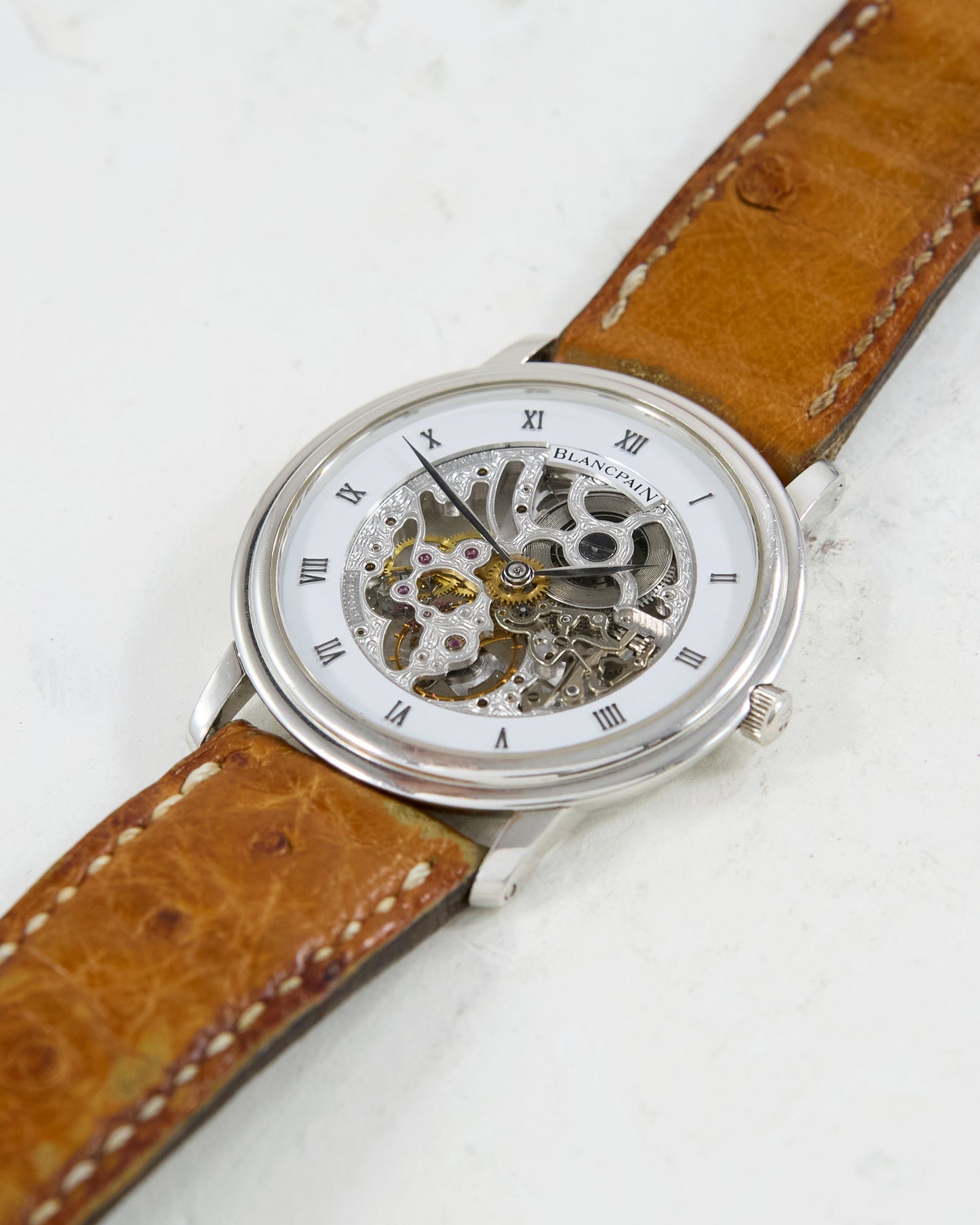 Blancpain Villeret in Platinum with Skeleton Dial on Strap and Buckle