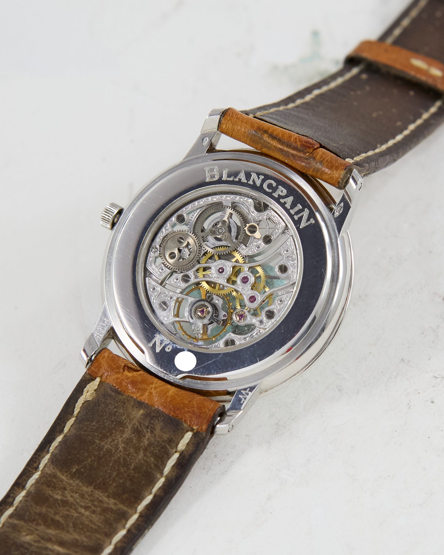 Blancpain Villeret in Platinum with Skeleton Dial on Strap and Buckle