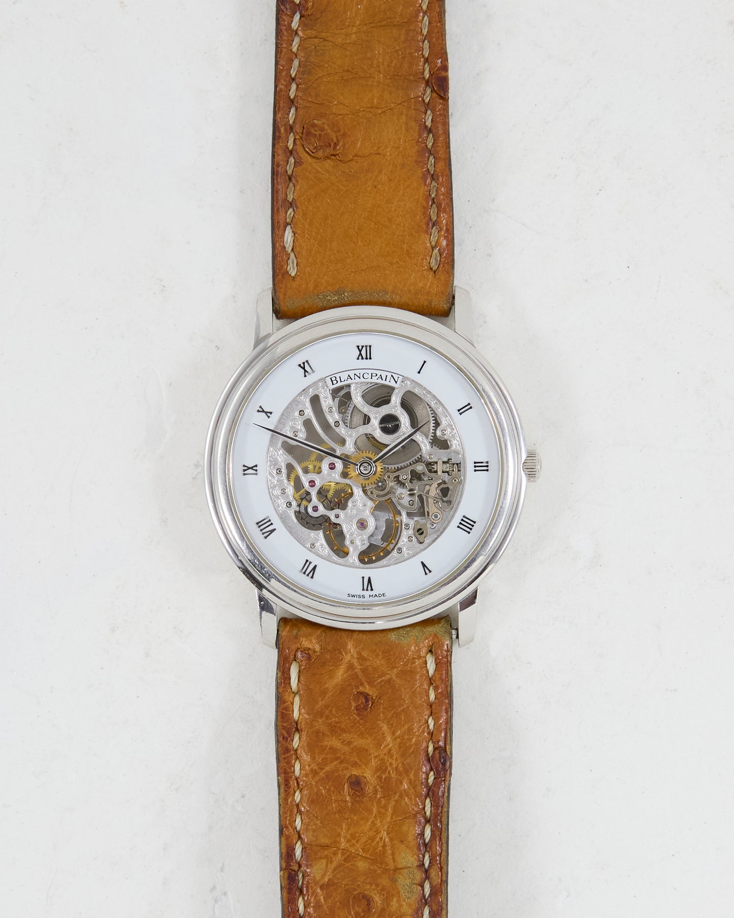 Blancpain Villeret in Platinum with Skeleton Dial on Strap and Buckle