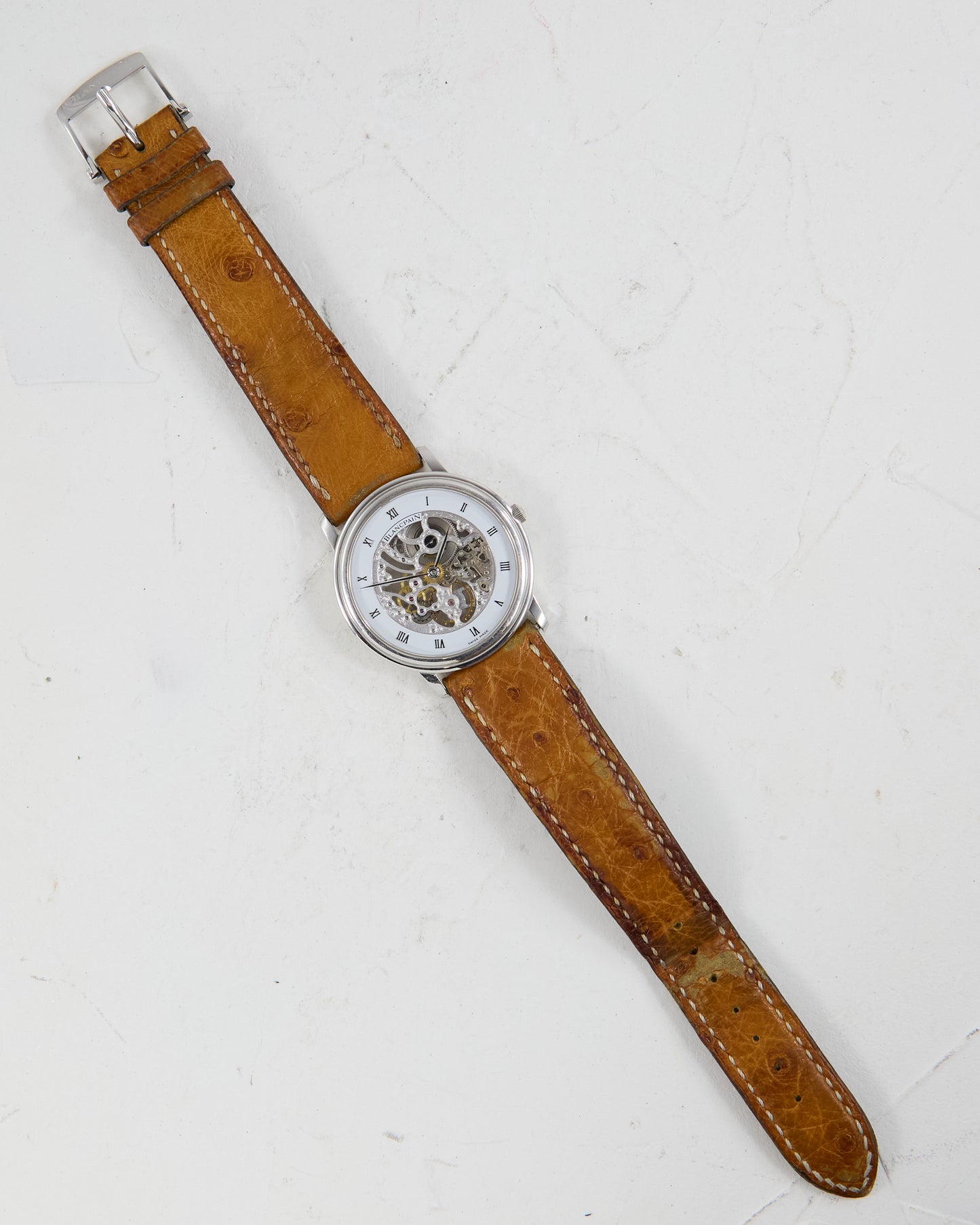 Blancpain Villeret in Platinum with Skeleton Dial on Strap and Buckle