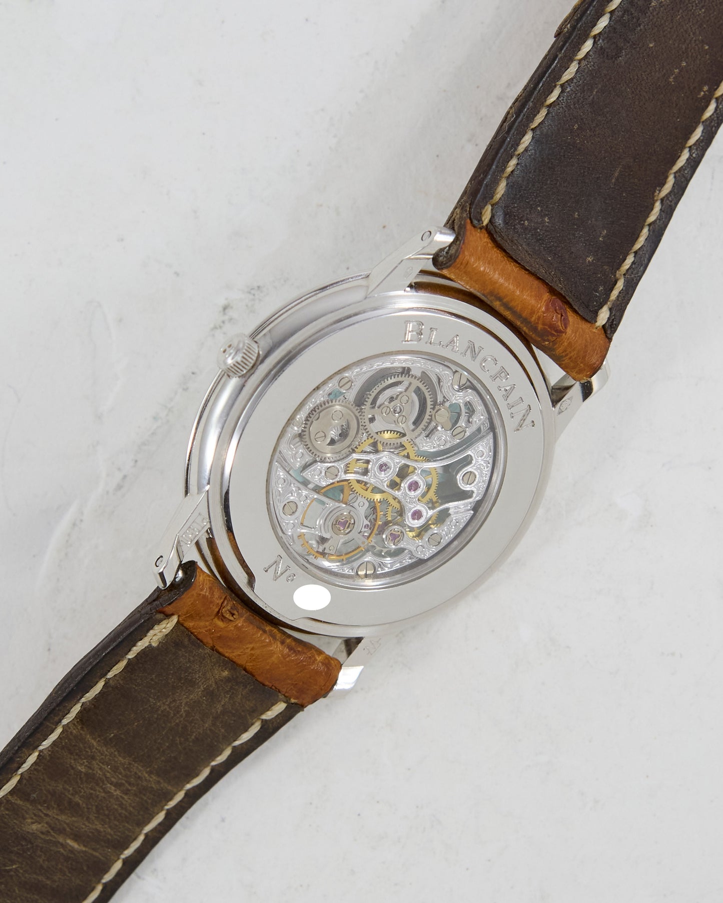 Blancpain Villeret in Platinum with Skeleton Dial on Strap and Buckle