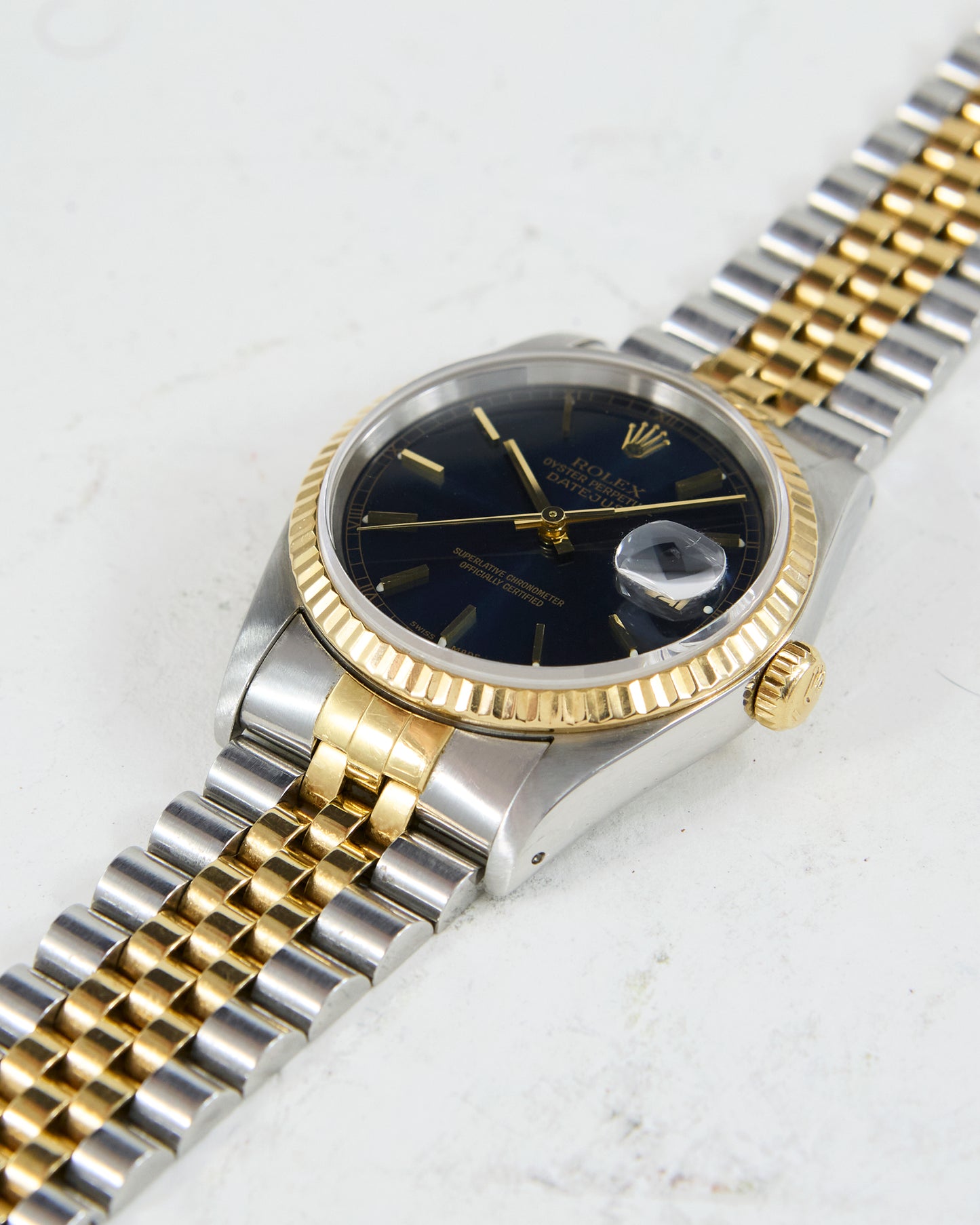 Rolex Datejust in Steel and Gold with Blue Dial on Jubilee Bracelet