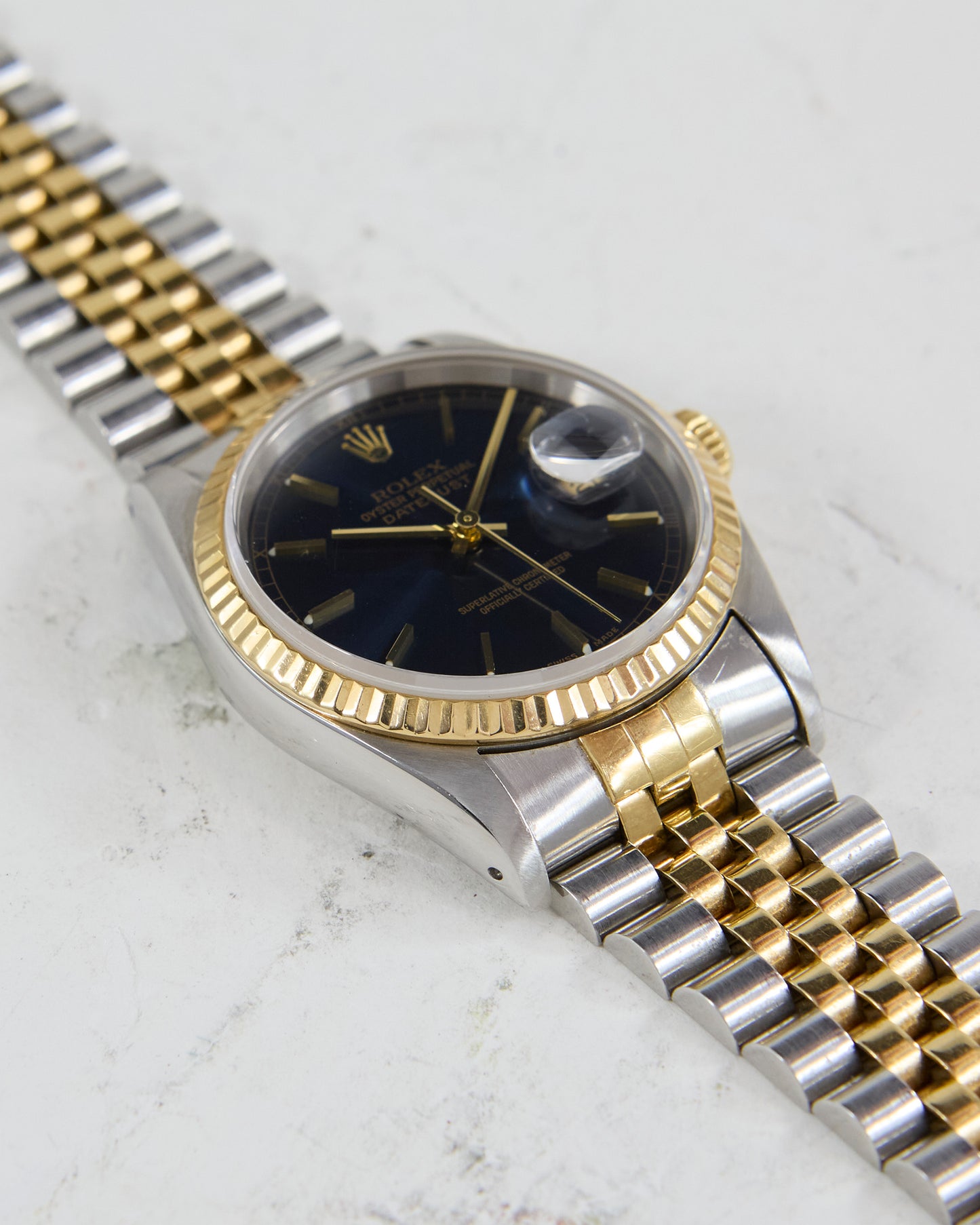 Rolex Datejust in Steel and Gold with Blue Dial on Jubilee Bracelet