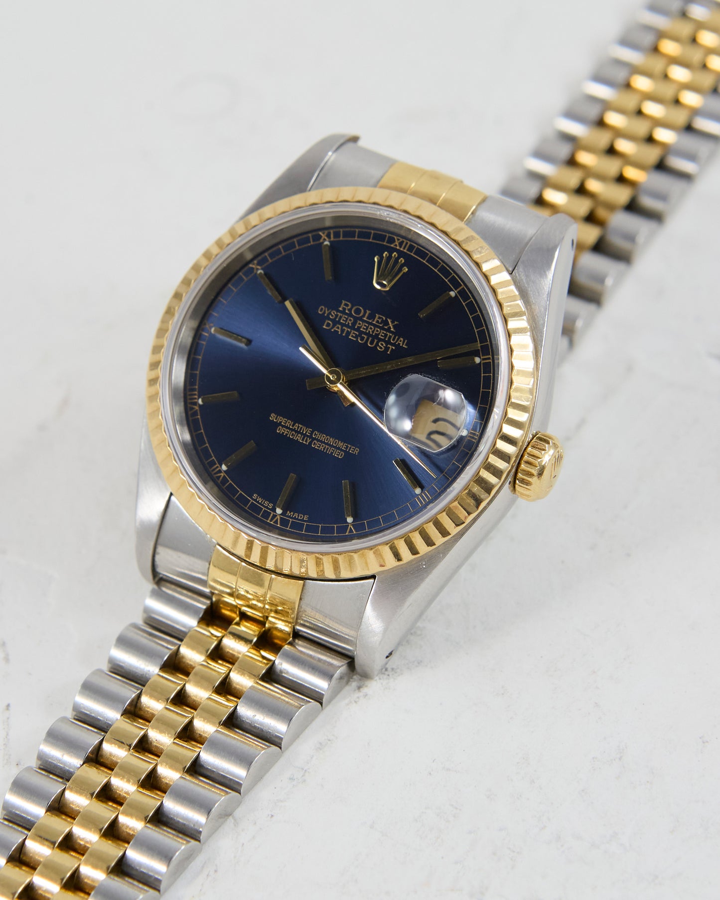 Rolex Datejust in Steel and Gold with Blue Dial on Jubilee Bracelet