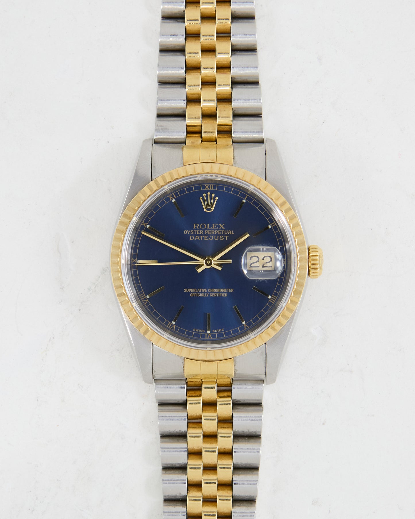 Rolex Datejust in Steel and Gold with Blue Dial on Jubilee Bracelet