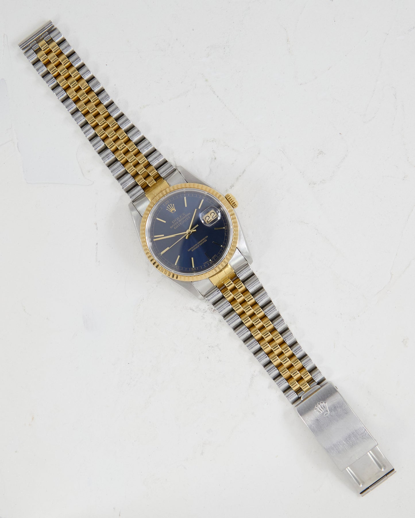 Rolex Datejust in Steel and Gold with Blue Dial on Jubilee Bracelet