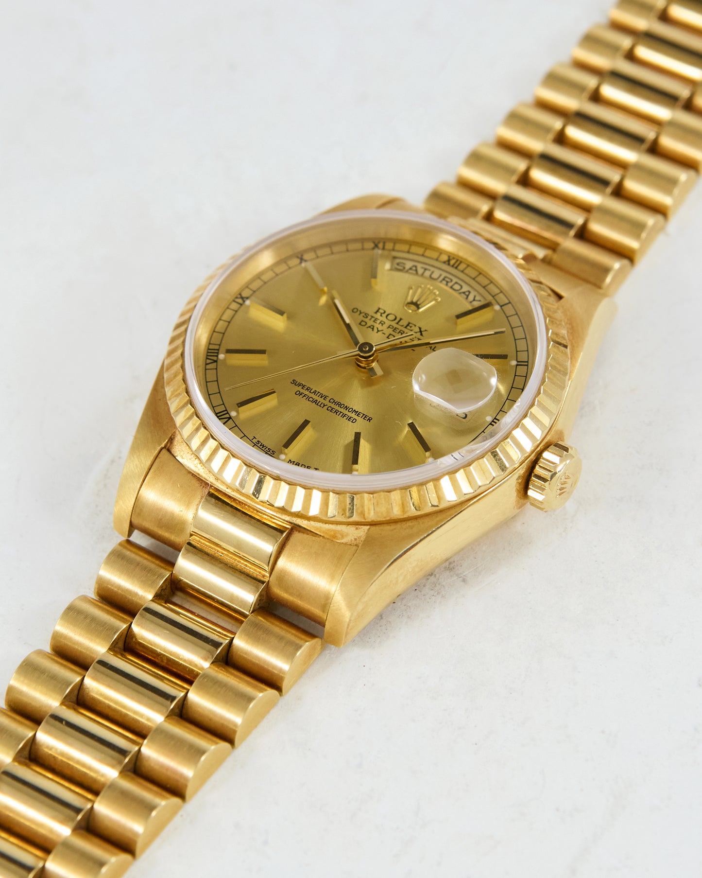 Rolex Day-Date Champagne Dial Unpolished with Service Papers