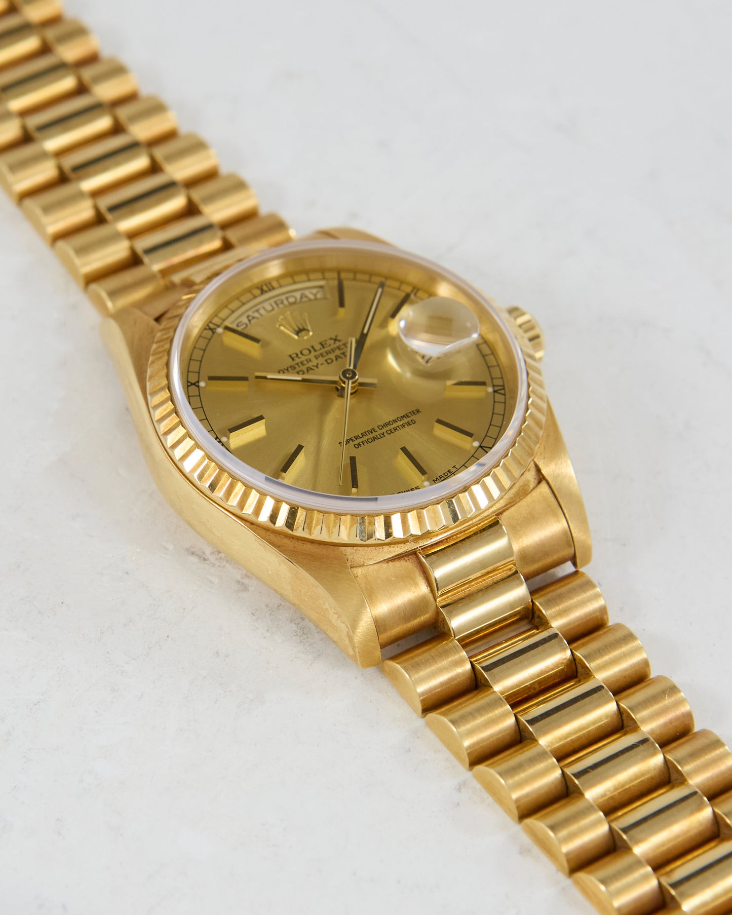 Rolex Day-Date Champagne Dial Unpolished with Service Papers