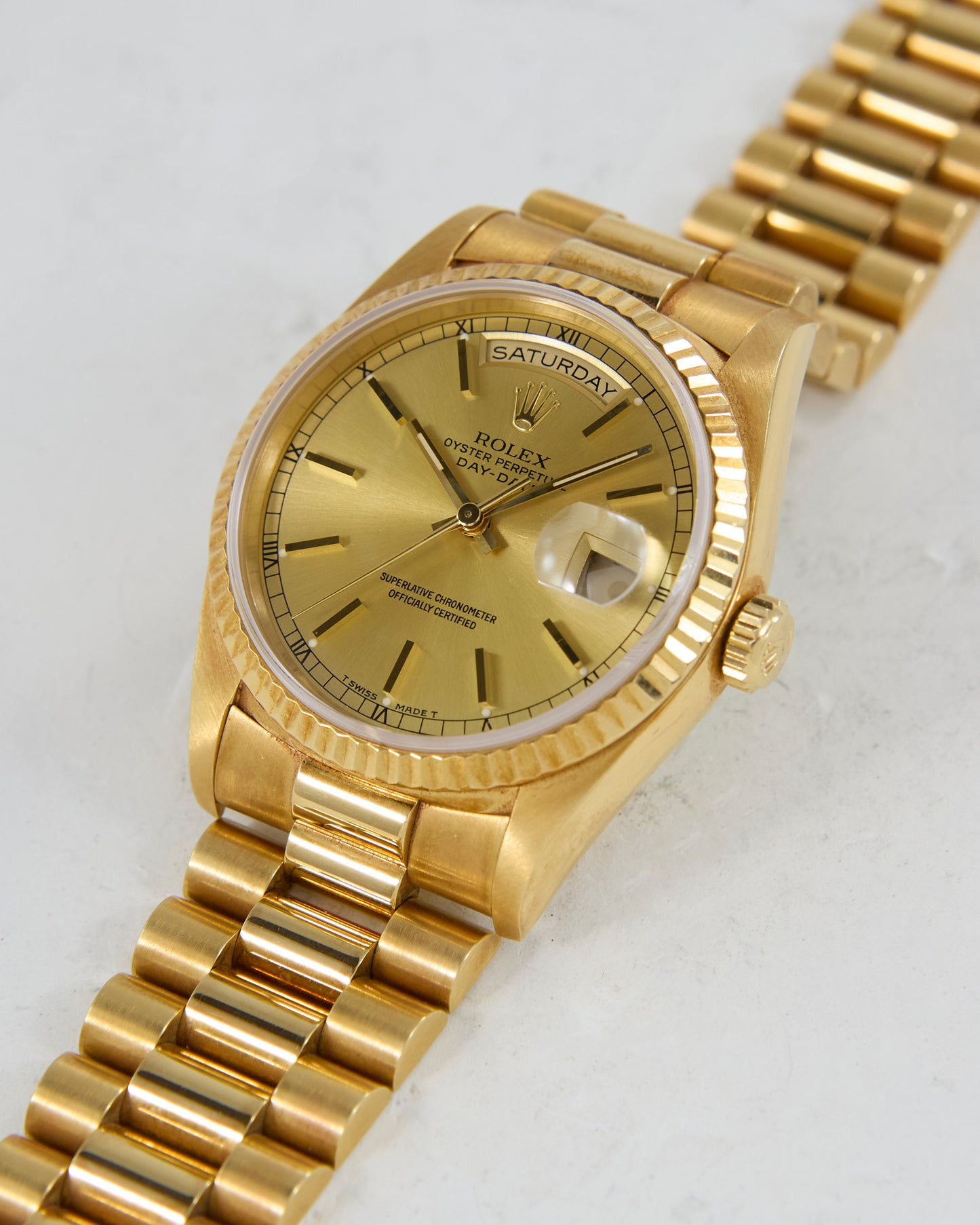Rolex Day-Date Champagne Dial Unpolished with Service Papers