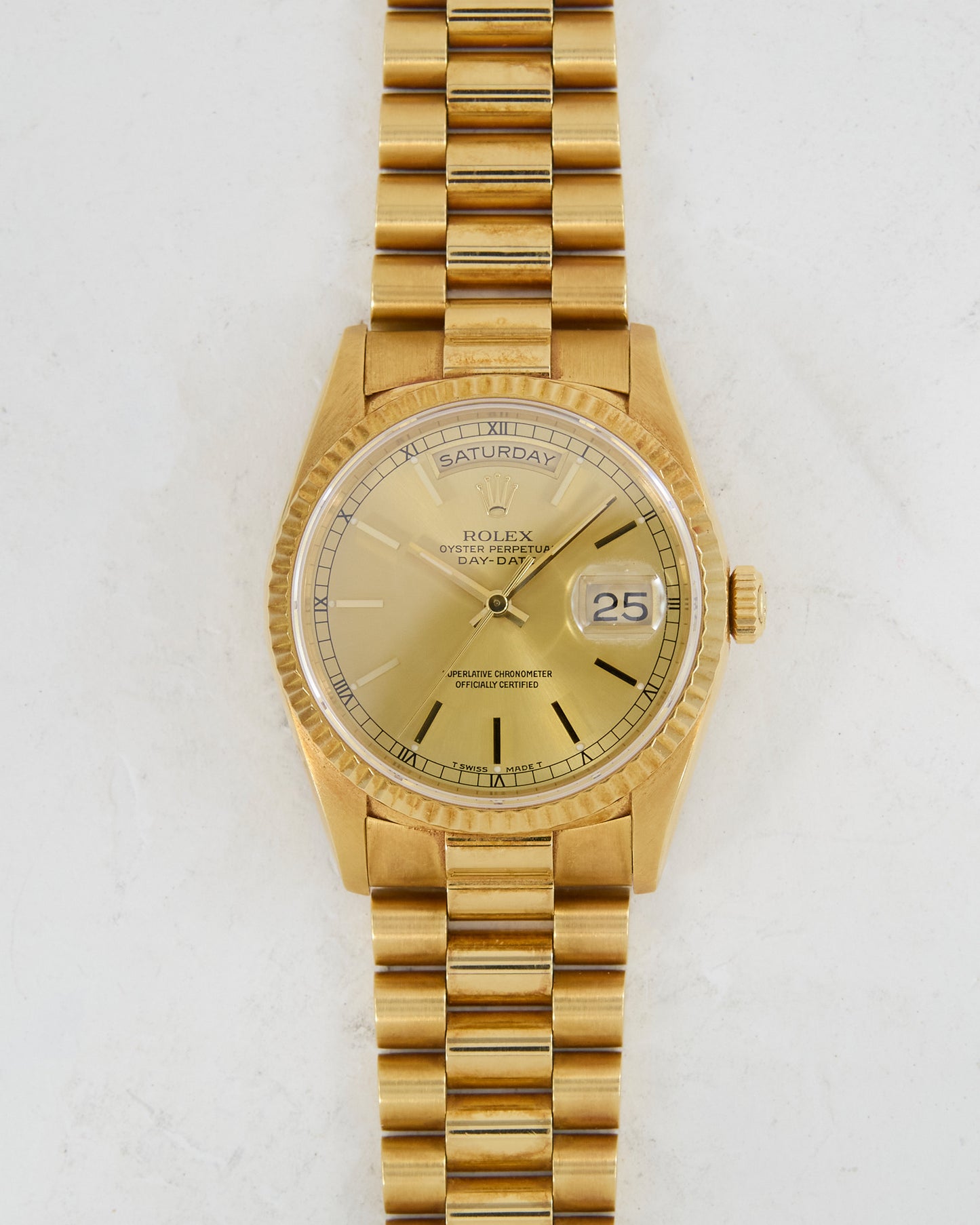 Rolex Day-Date Champagne Dial Unpolished with Service Papers