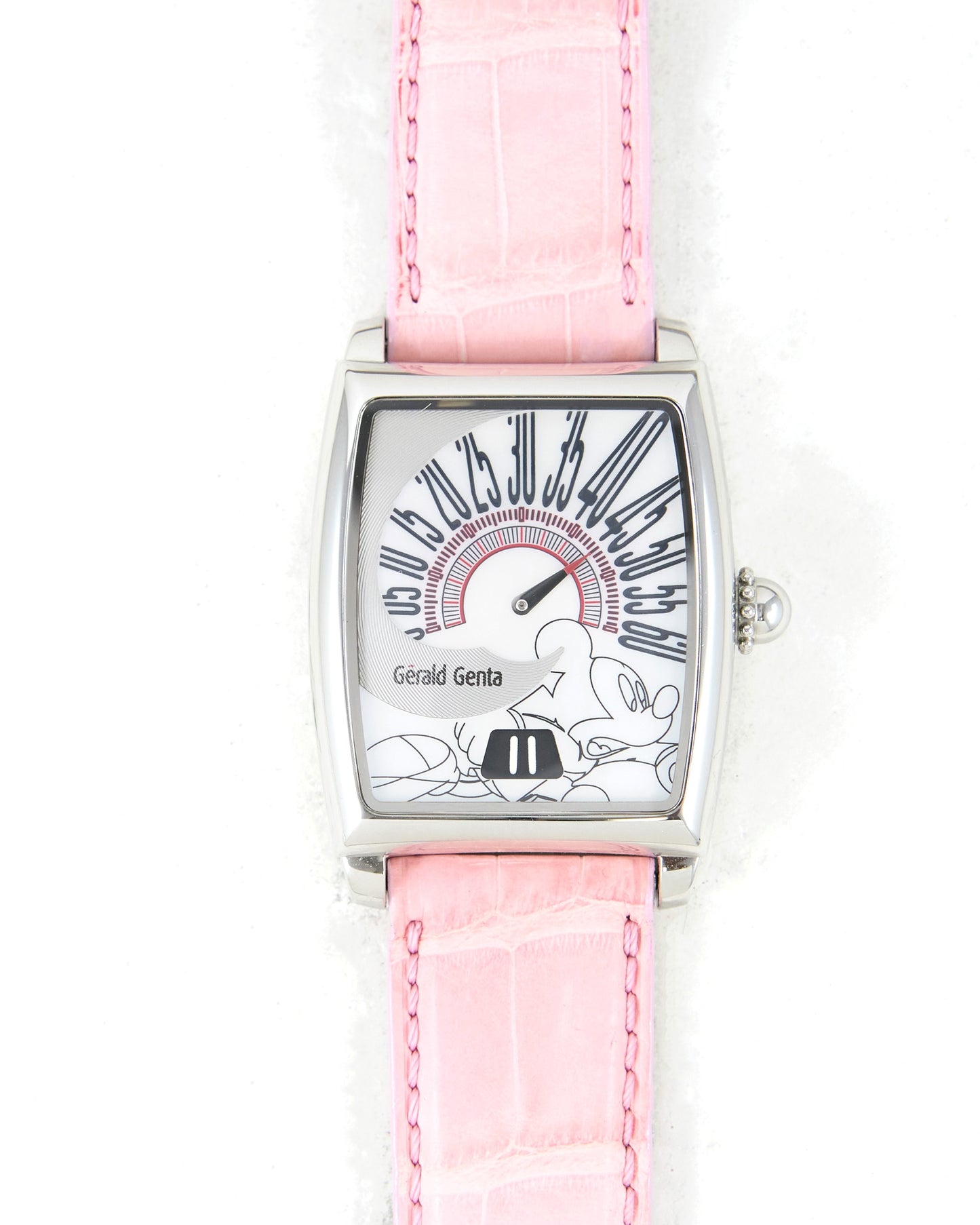 Gerald Genta Fantasy Retro Jump Hour ROF.M.10 Mickey Mouse Pearl Dial Automatic in Steel Case