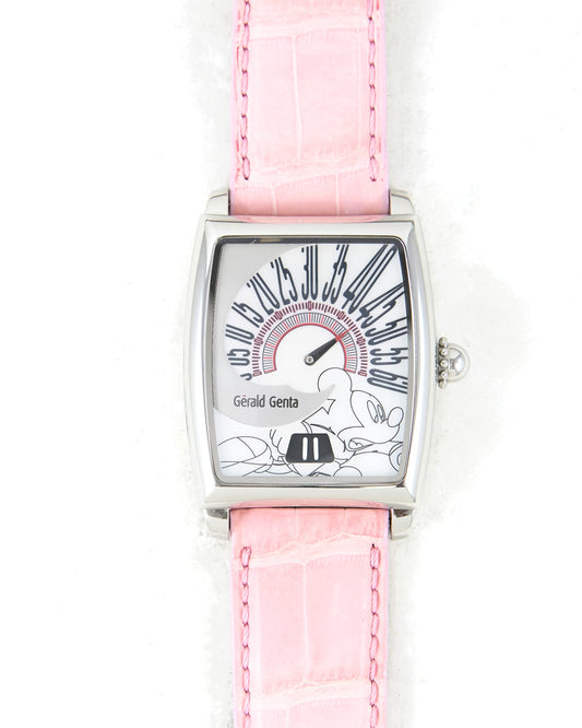 Gerald Genta Fantasy Retro Jump Hour ROF.M.10 Mickey Mouse Pearl Dial Automatic in Steel Case